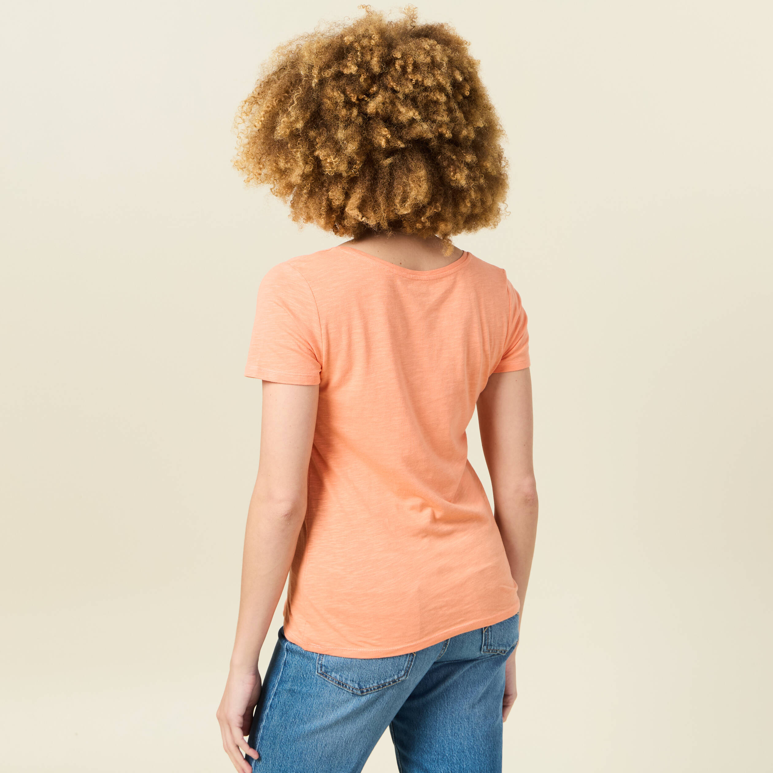 t shirt manches courtes orange corail femme T-shirt manches courtes orange corail femme