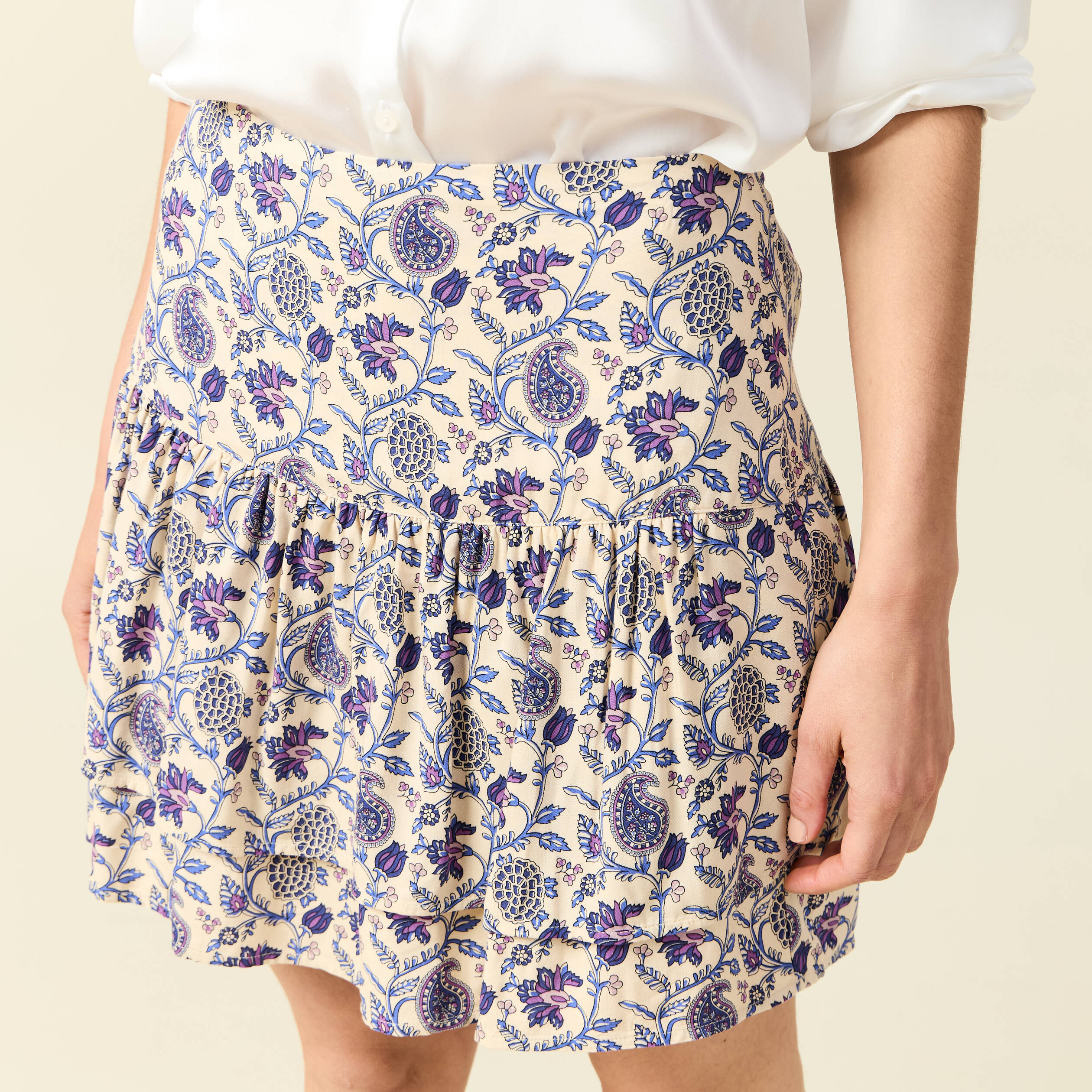 jupe longue imprimee bleu femme Jupe longue imprimée bleu femme
