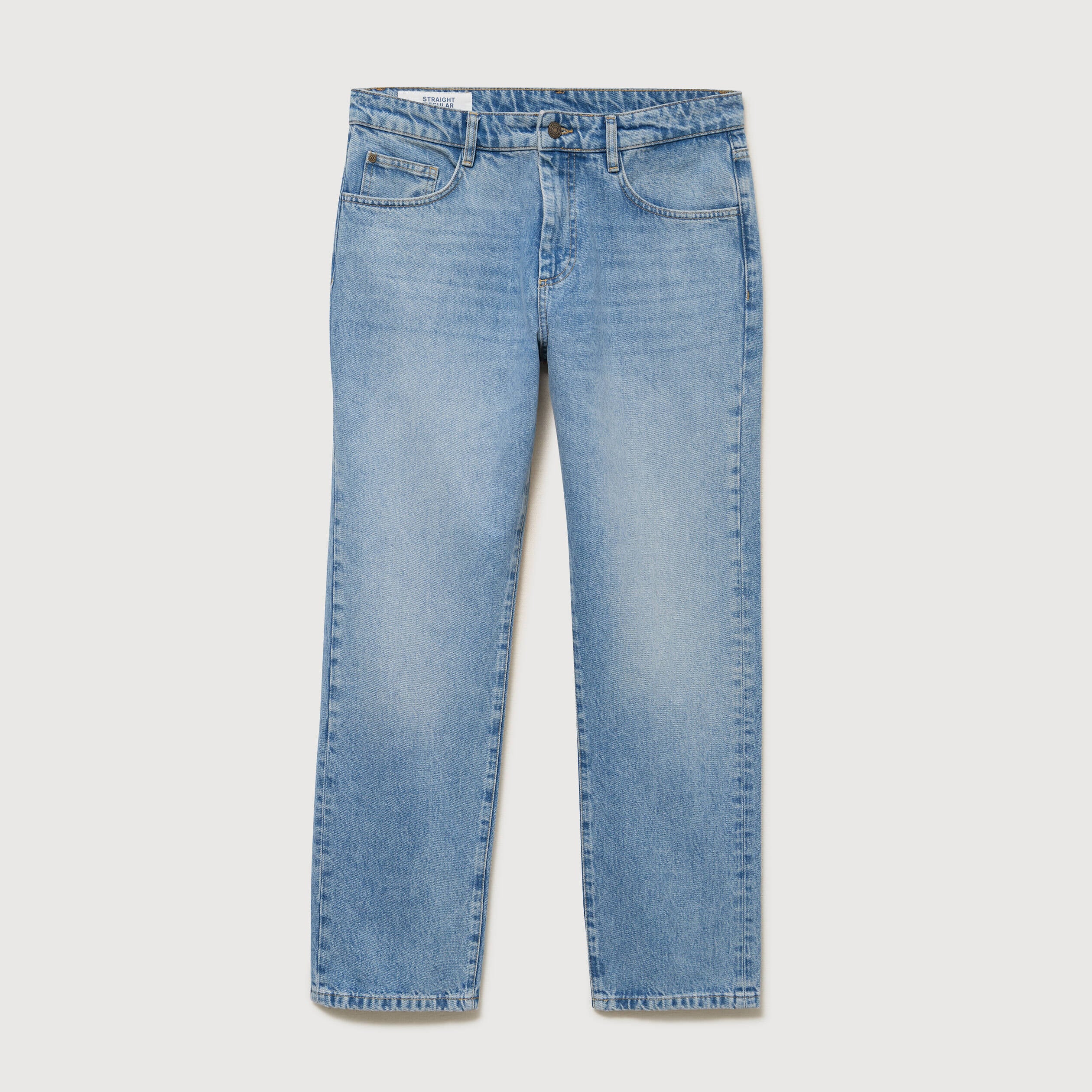 Jeans straight longueur 32 en coton denim used homme