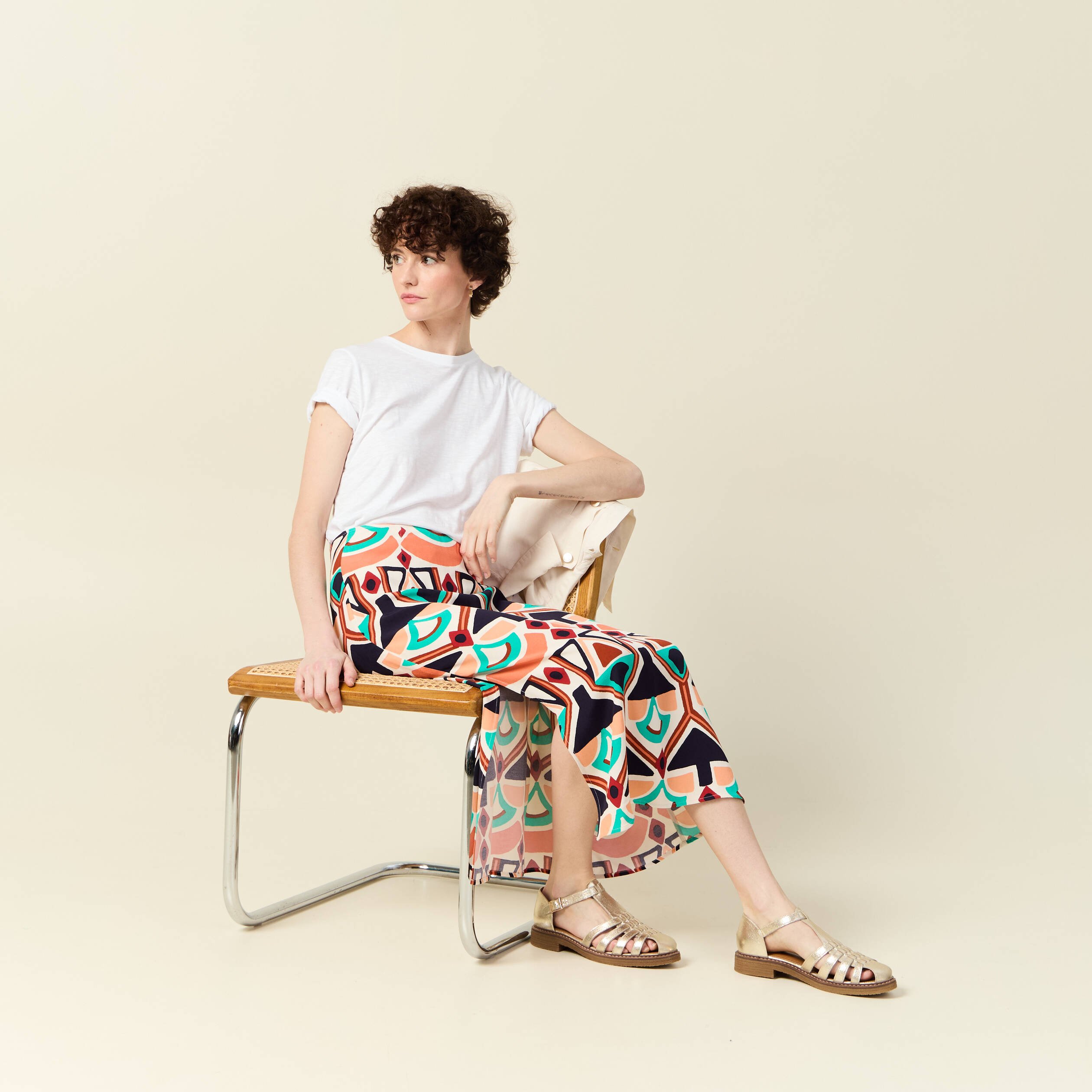 jupe longue droite fendue orange femme Jupe longue droite fendue orange femme