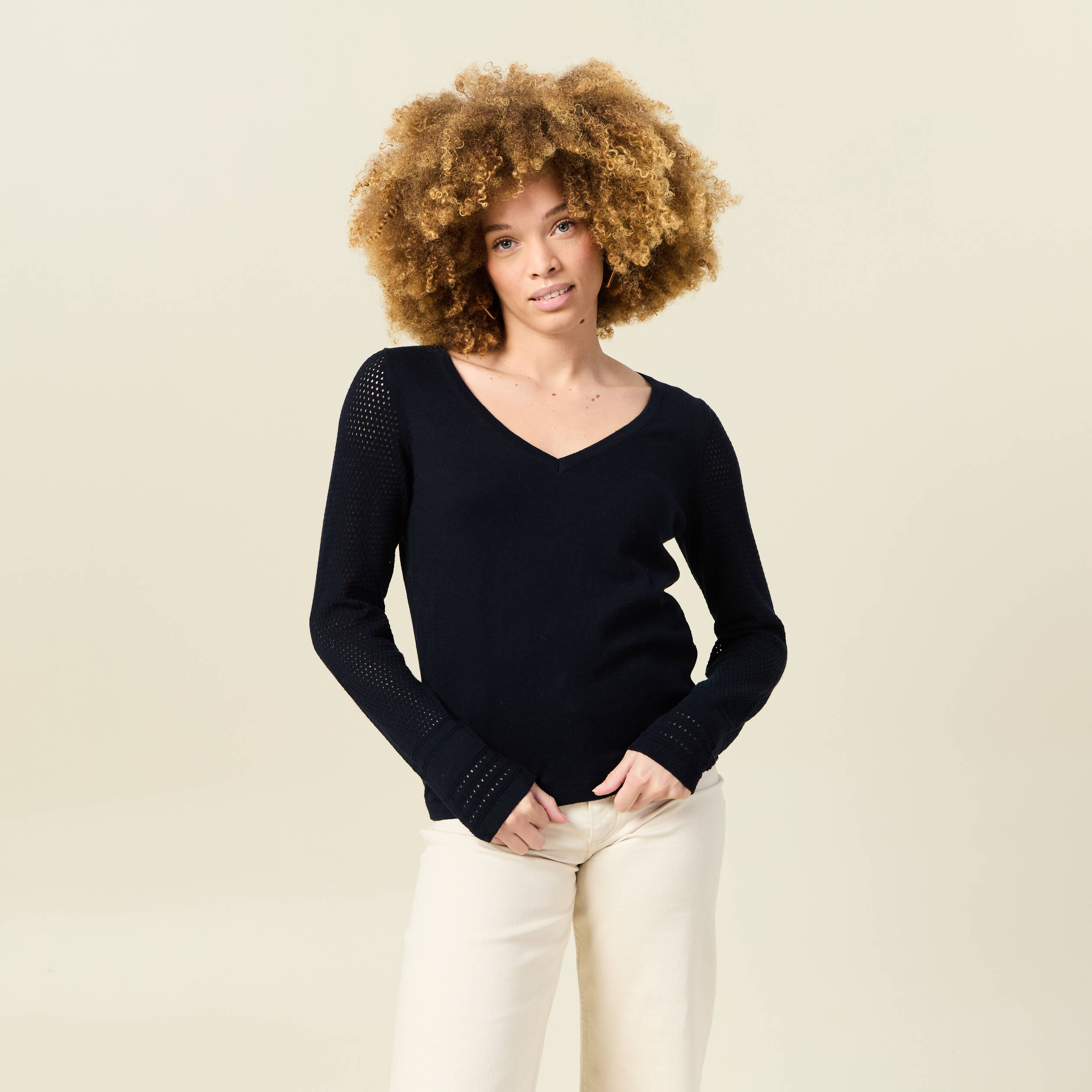 pull a manches longues bleu marine femme Pull à manches longues bleu marine femme