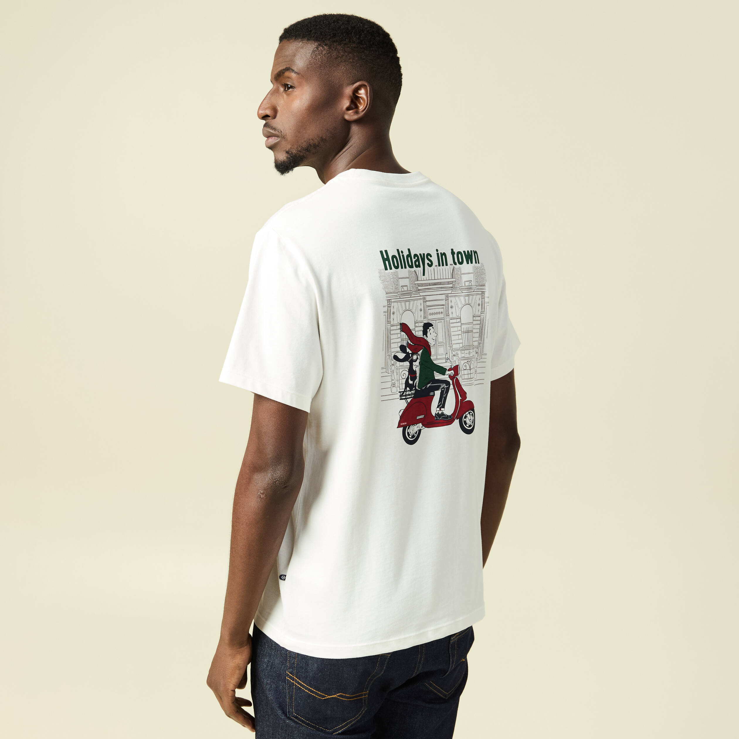 T-shirt manches courtes en coton no&euml;l ecru homme
