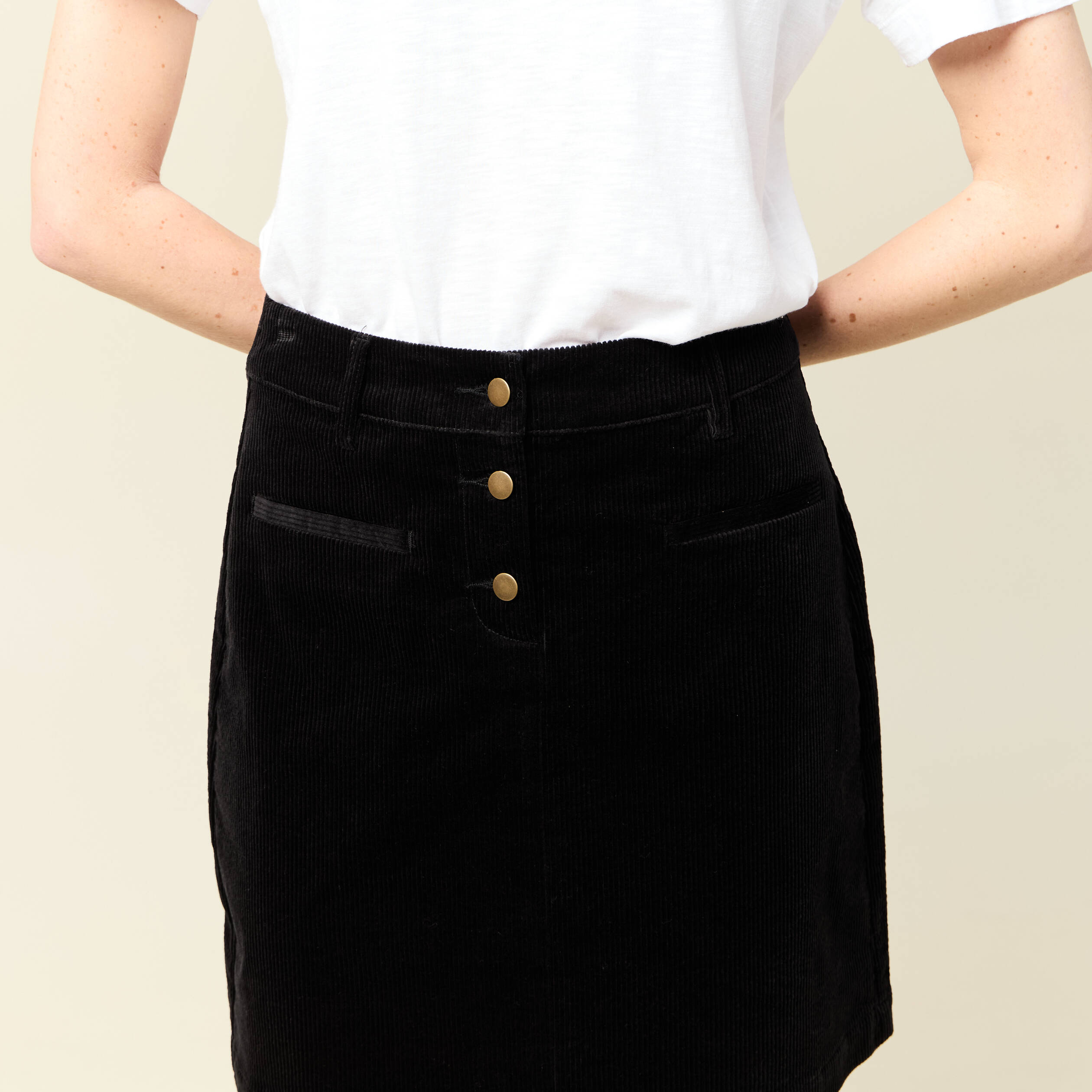 Jupe droite velours noir femme