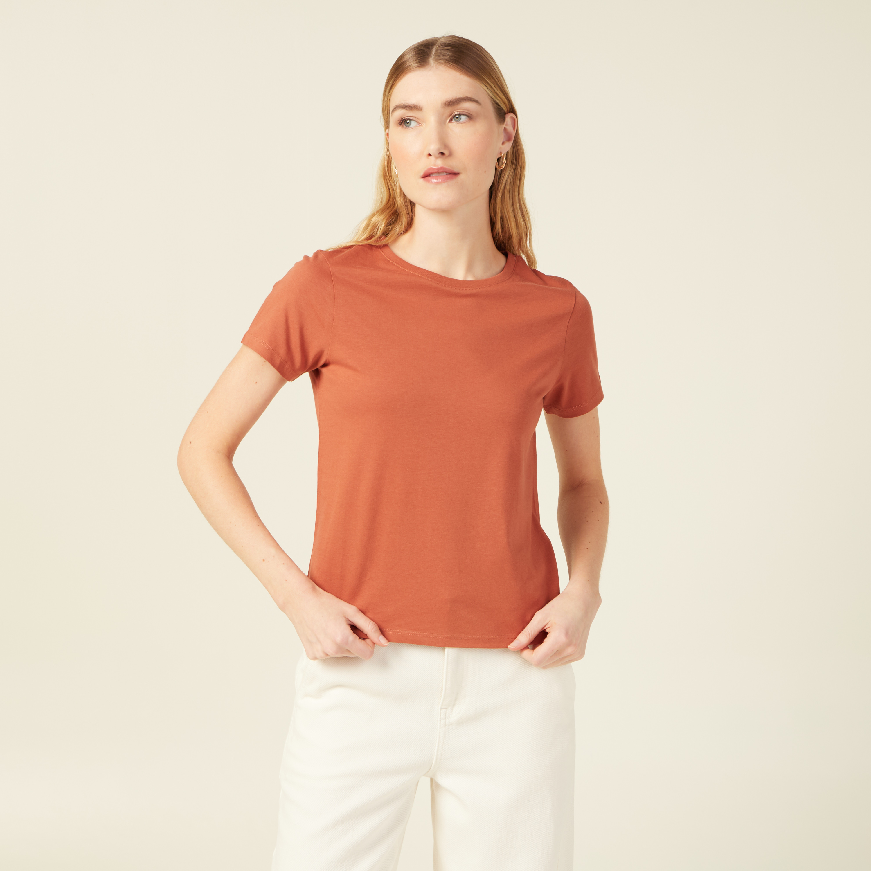 t shirt manches courtes orange femme T-shirt manches courtes orange femme