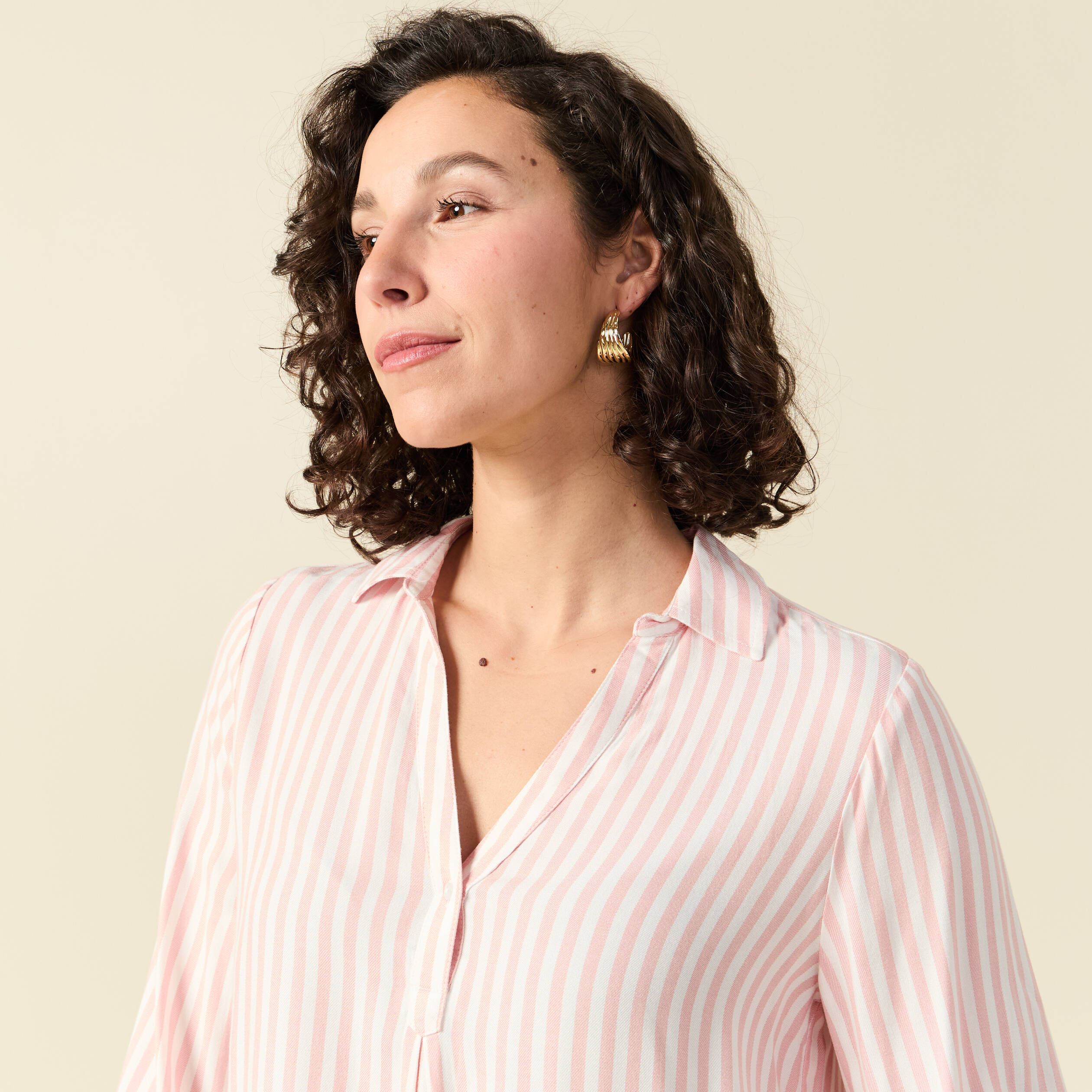 Blouse manches longues rose clair femme