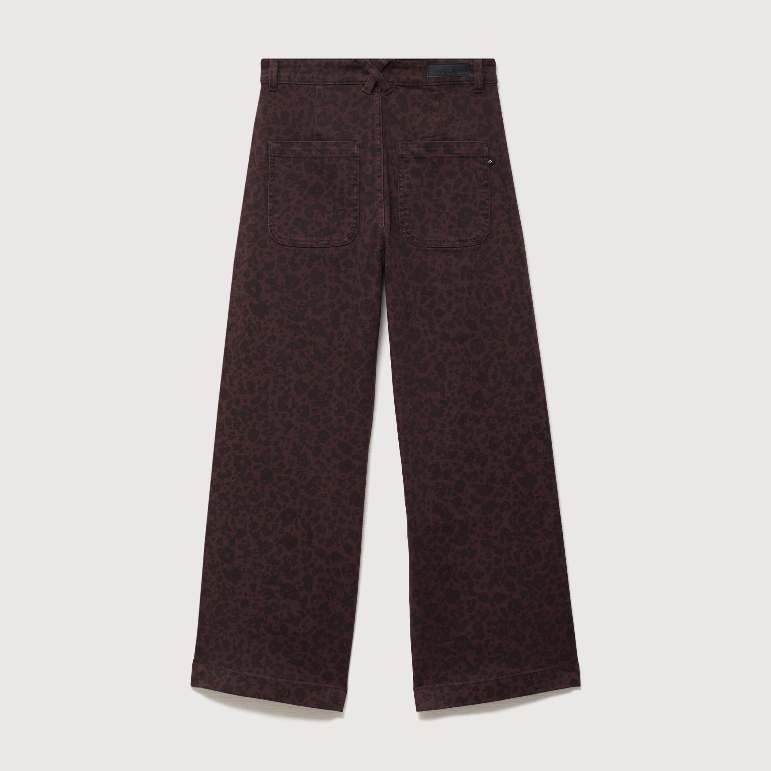 Jeans large cropped taille haute marron chocolat femme