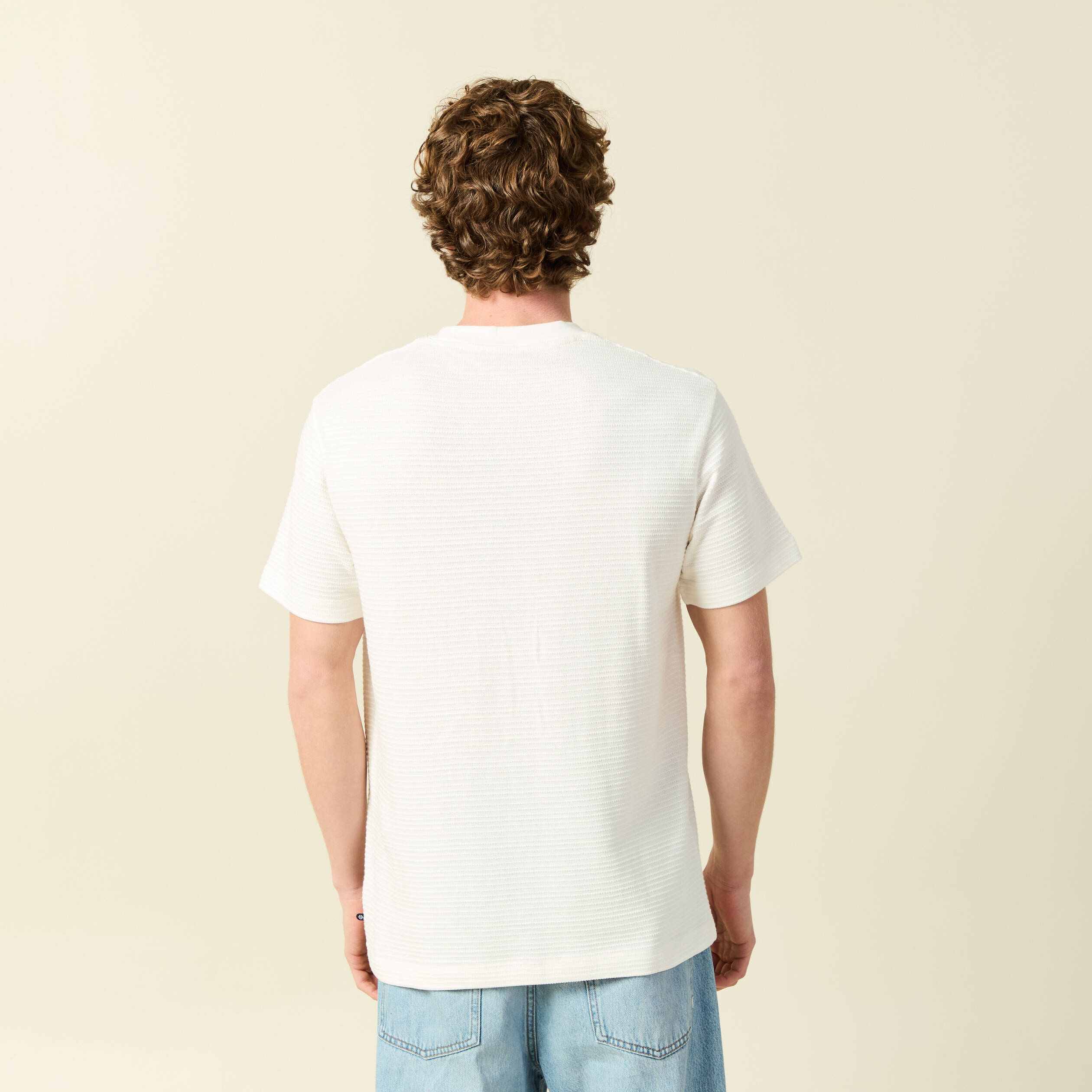 T-shirt ample en coton col rond ecru homme