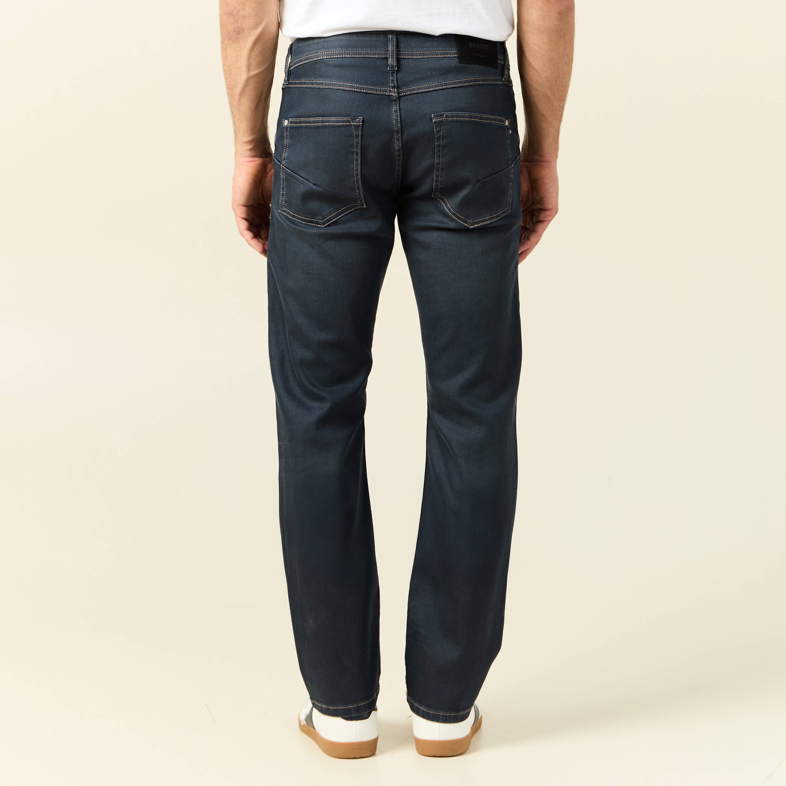 Jeans regular used denim gris homme Bonobo