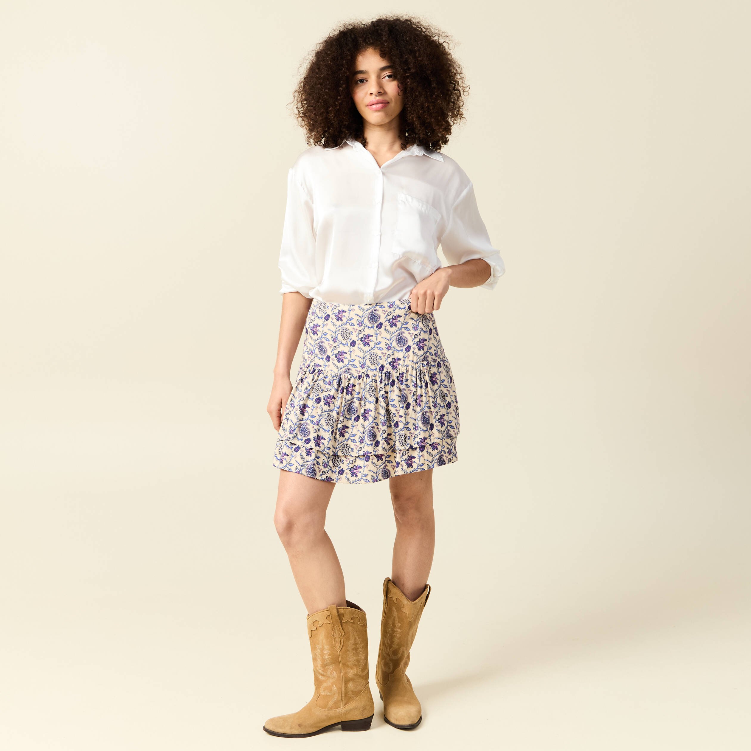 jupe longue imprimee bleu femme Jupe longue imprimée bleu femme