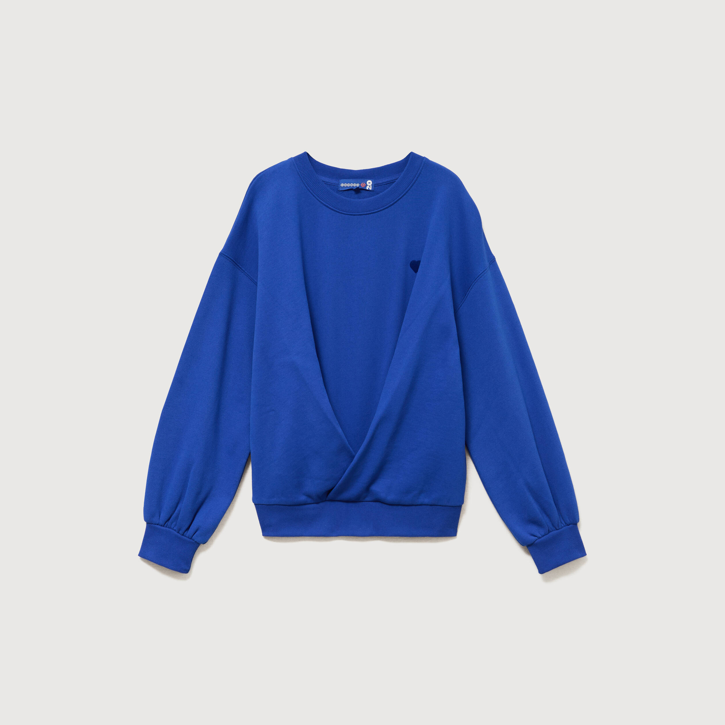 Sweat droit col rond manches longues bleu electrique femme