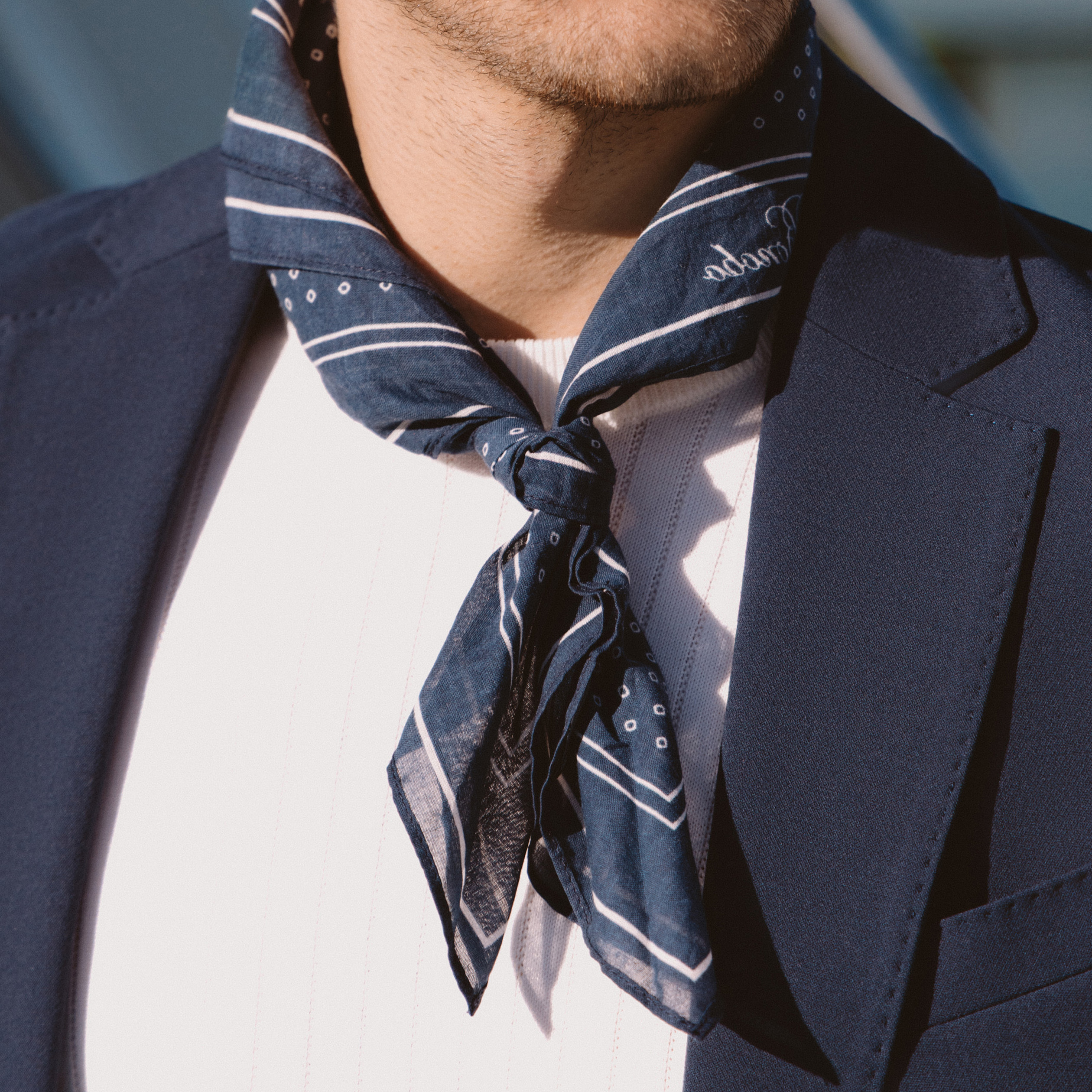 Foulard en coton bleu marine homme