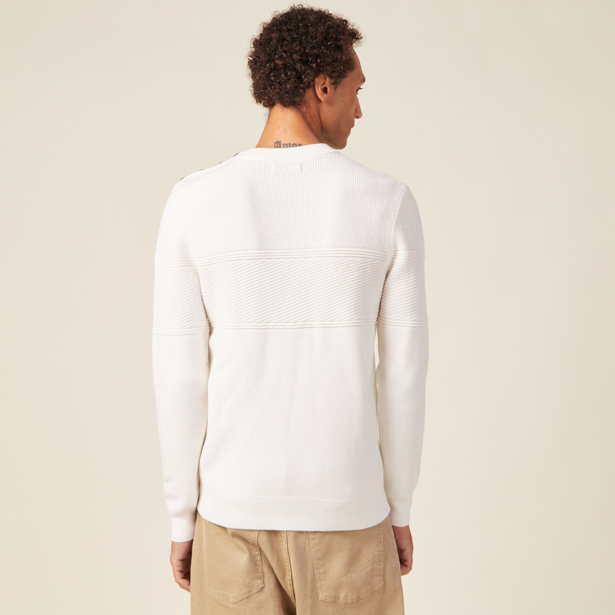 pull manches longues ecru homme Pull manches longues ecru homme