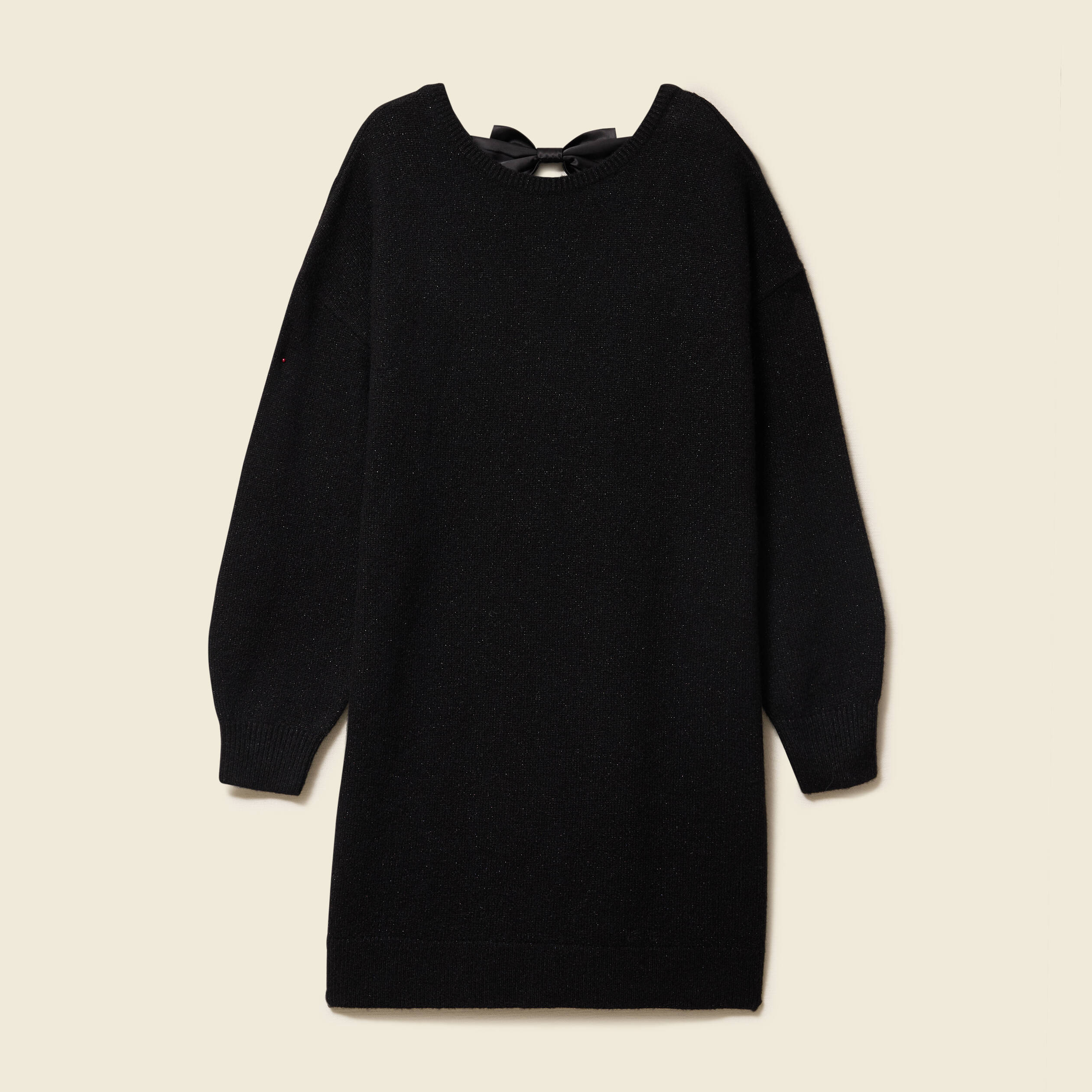 Robe pull fin manches longues noir femme