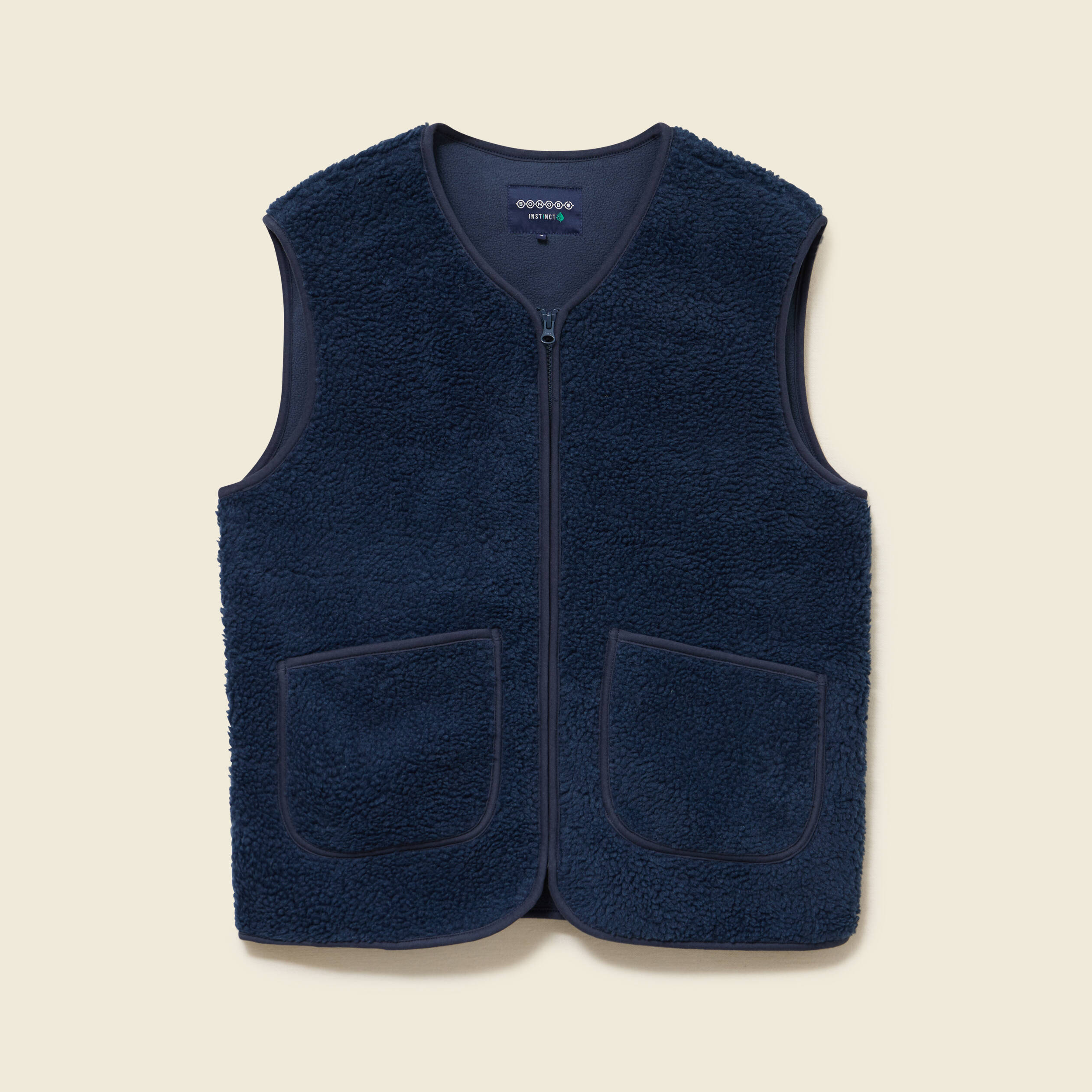Sweat sans manches effet polaire bleu fonc&eacute; homme