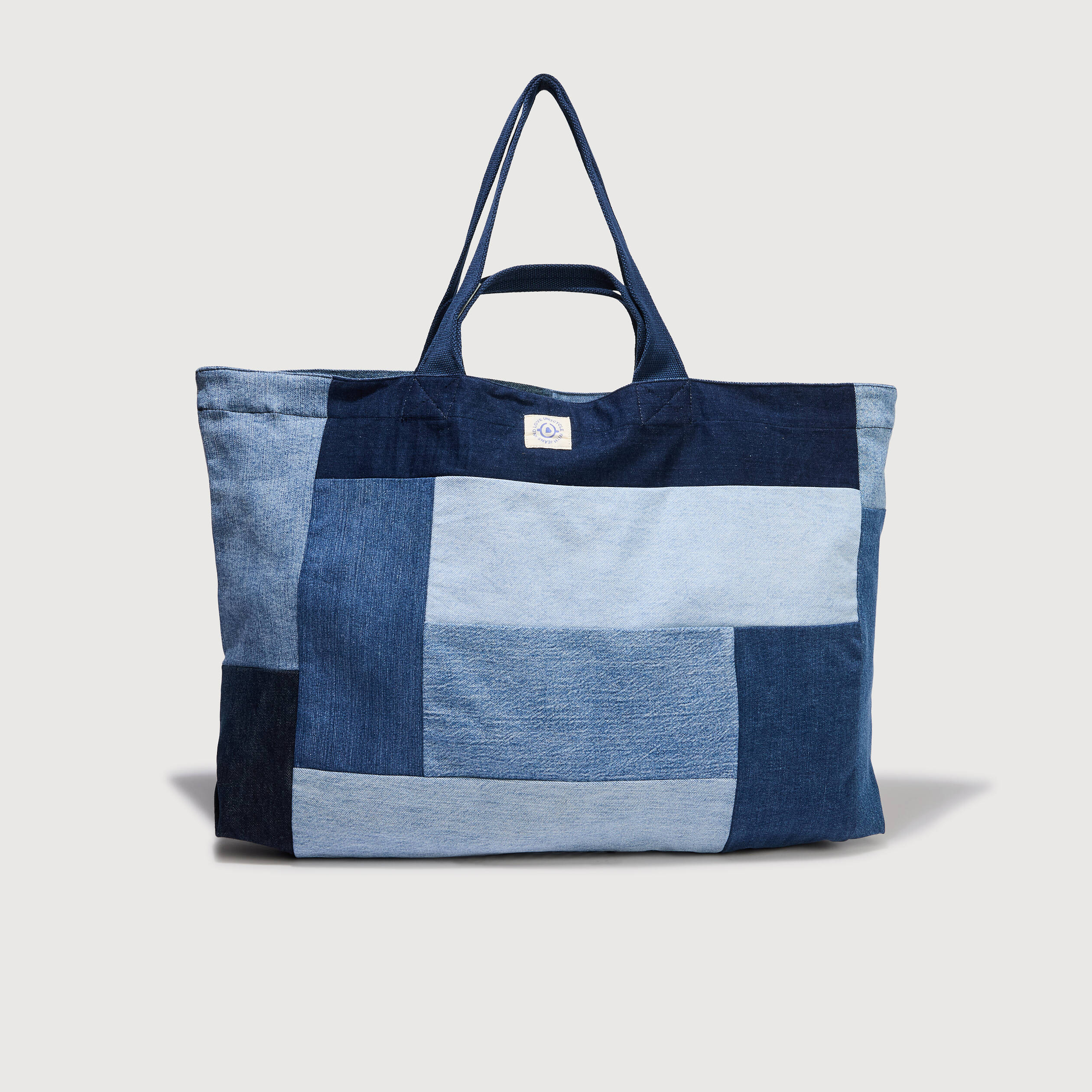 Sac cabas bandouli&egrave;re en coton jeans denim brut femme