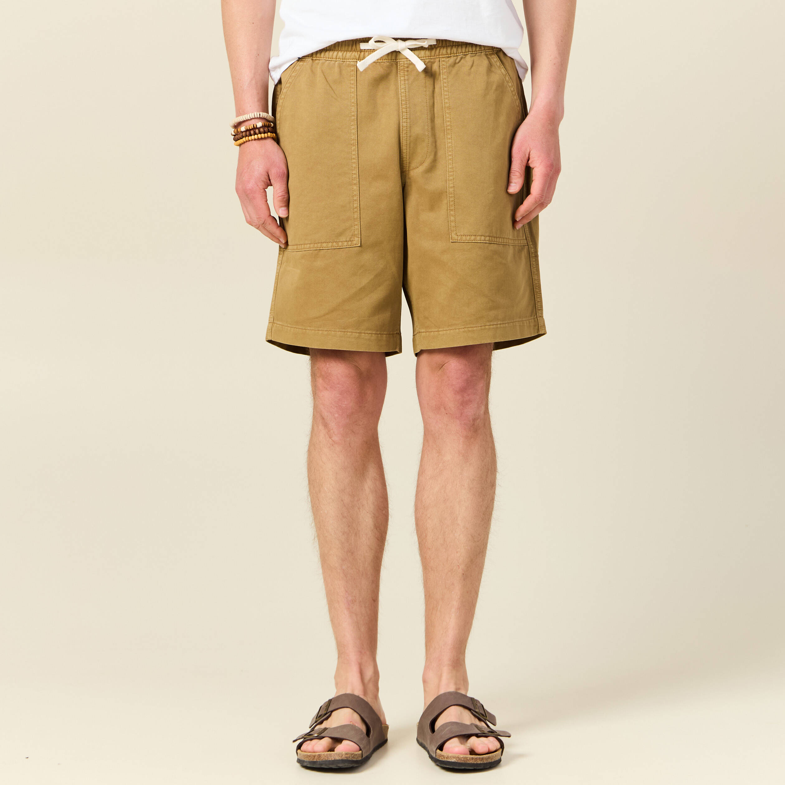 bermuda droit a coulisse camel homme Bermuda droit à coulisse camel homme