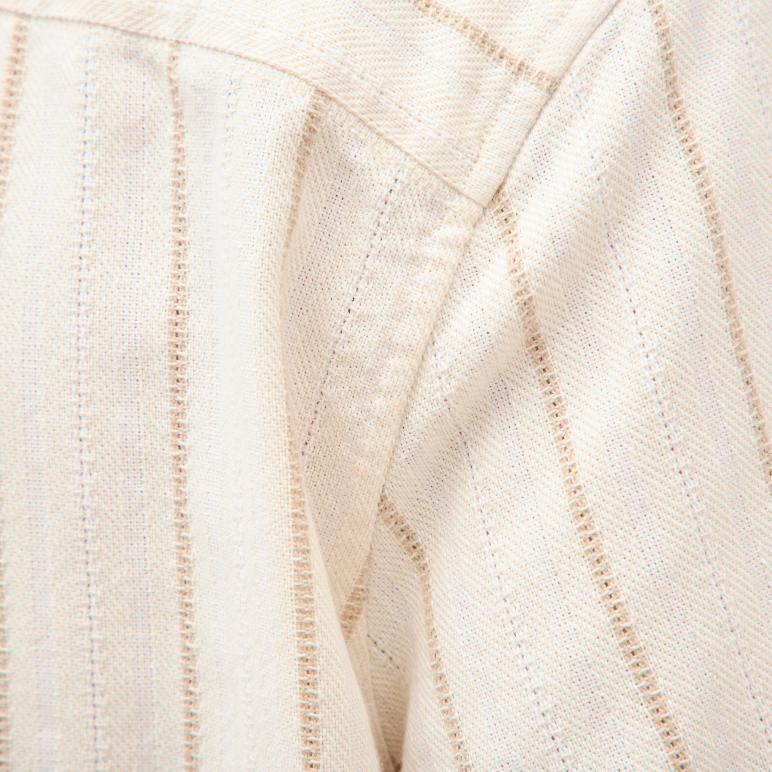 Chemise ray&eacute;e manches courtes ecru homme