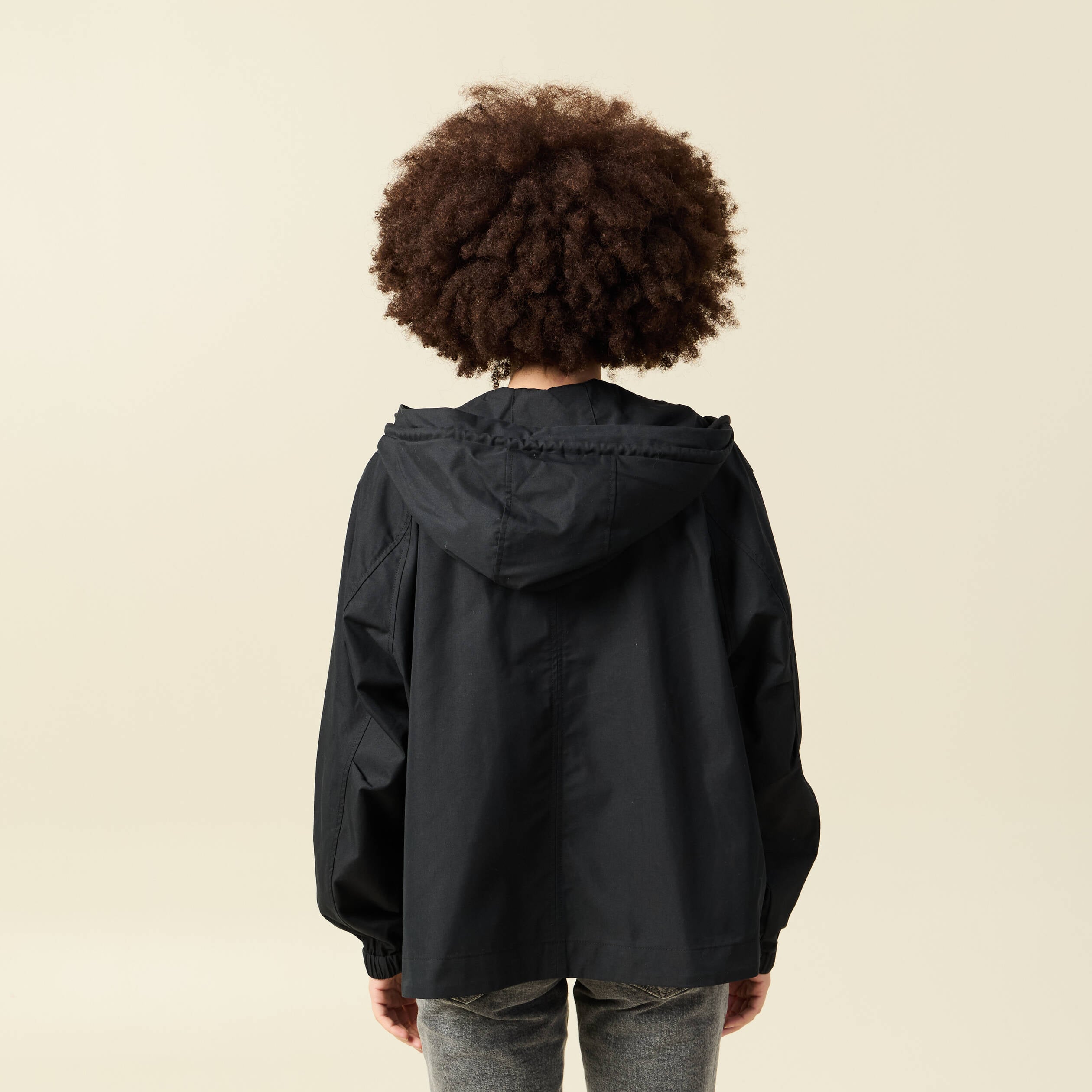 Parka oversize d&eacute;perlante &agrave; capuche noir femme