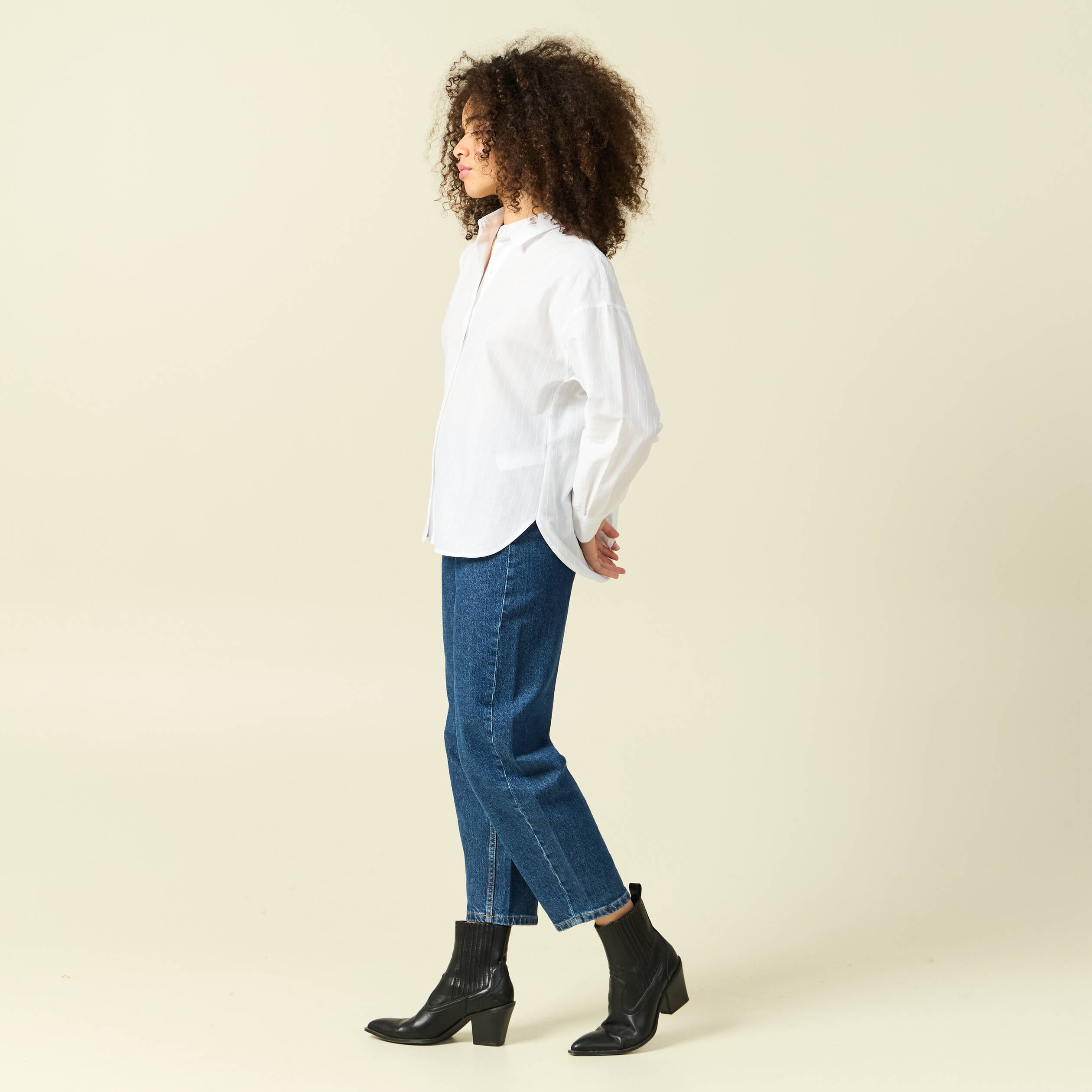 Chemise oversize en coton ecru femme