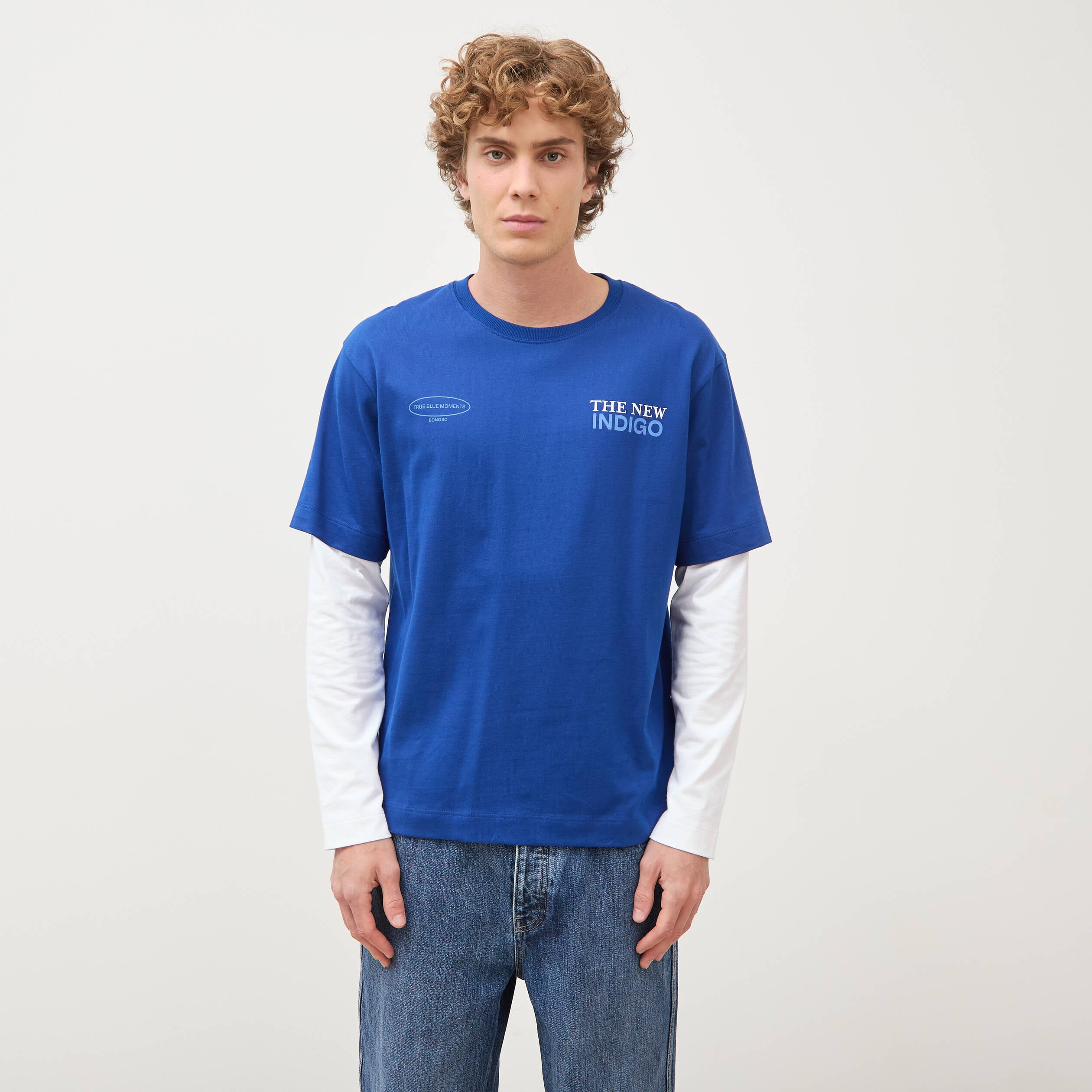 T-shirt ample en coton manches courtes bleu electrique homme