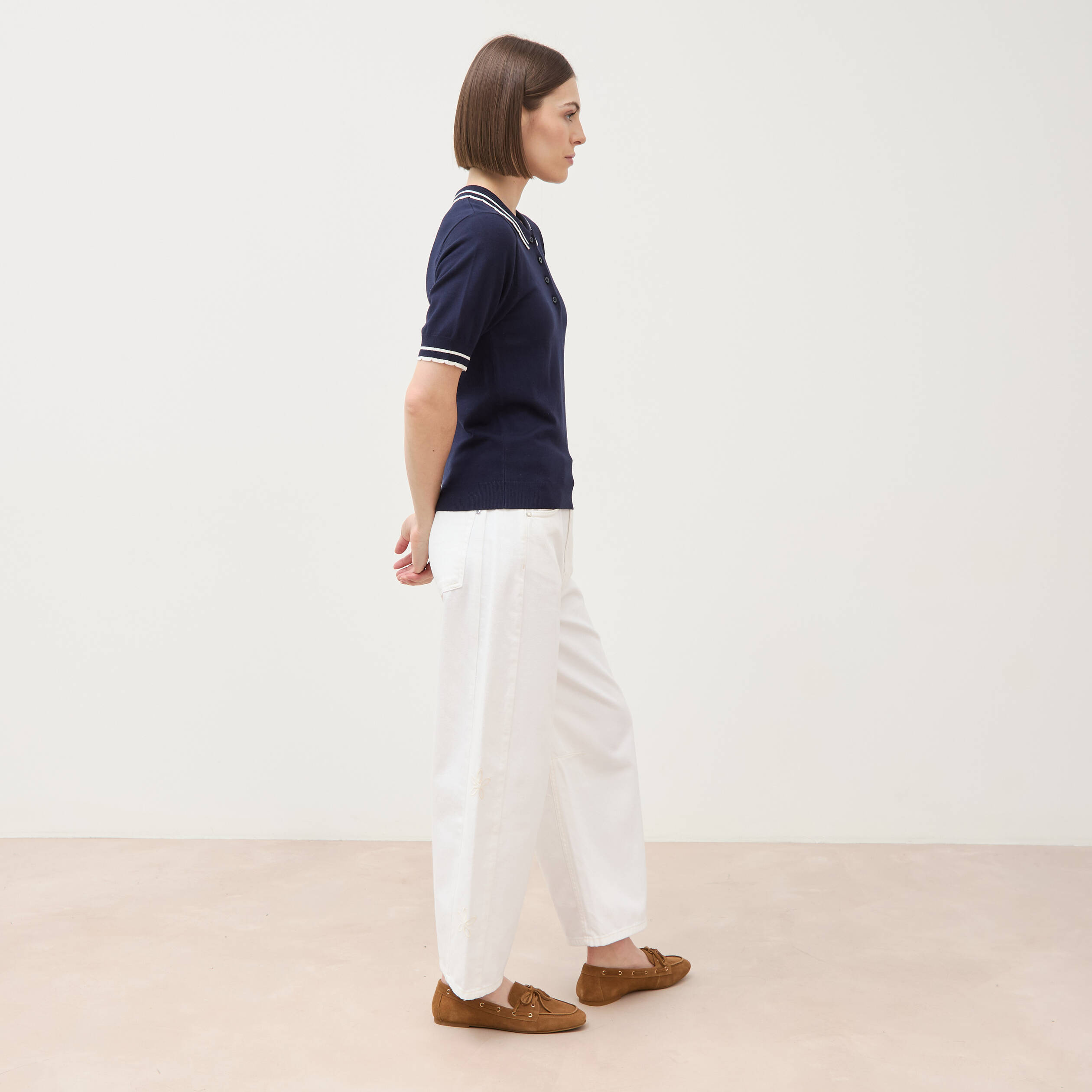 Polo manches courtes bleu marine femme