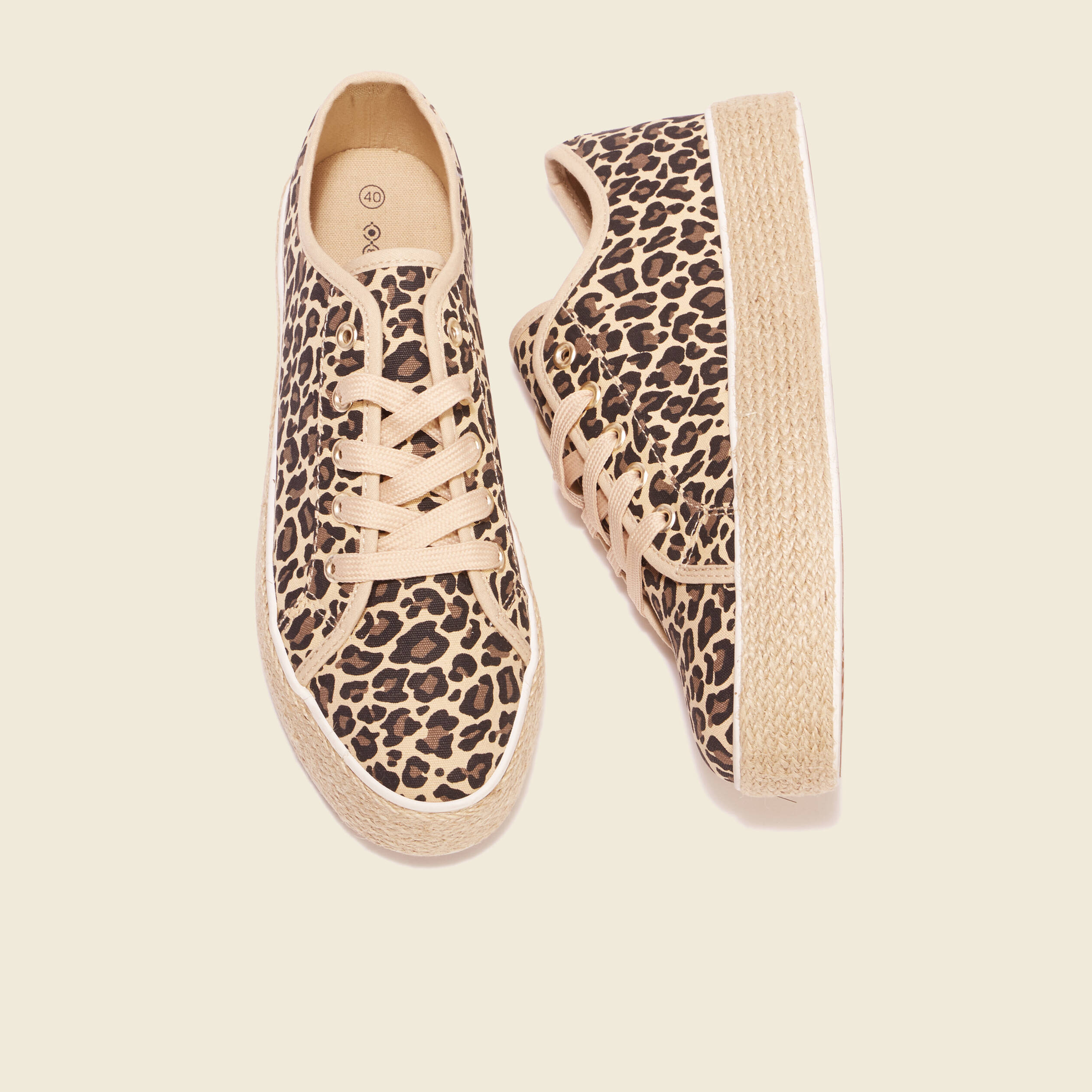 Espadrilles tennis a lacets beige femme Bonobo