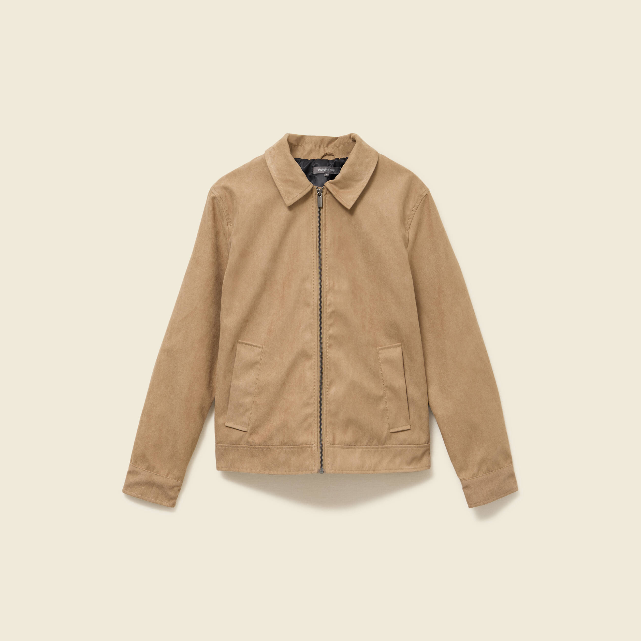 Blouson droit court &agrave; col classique marron homme