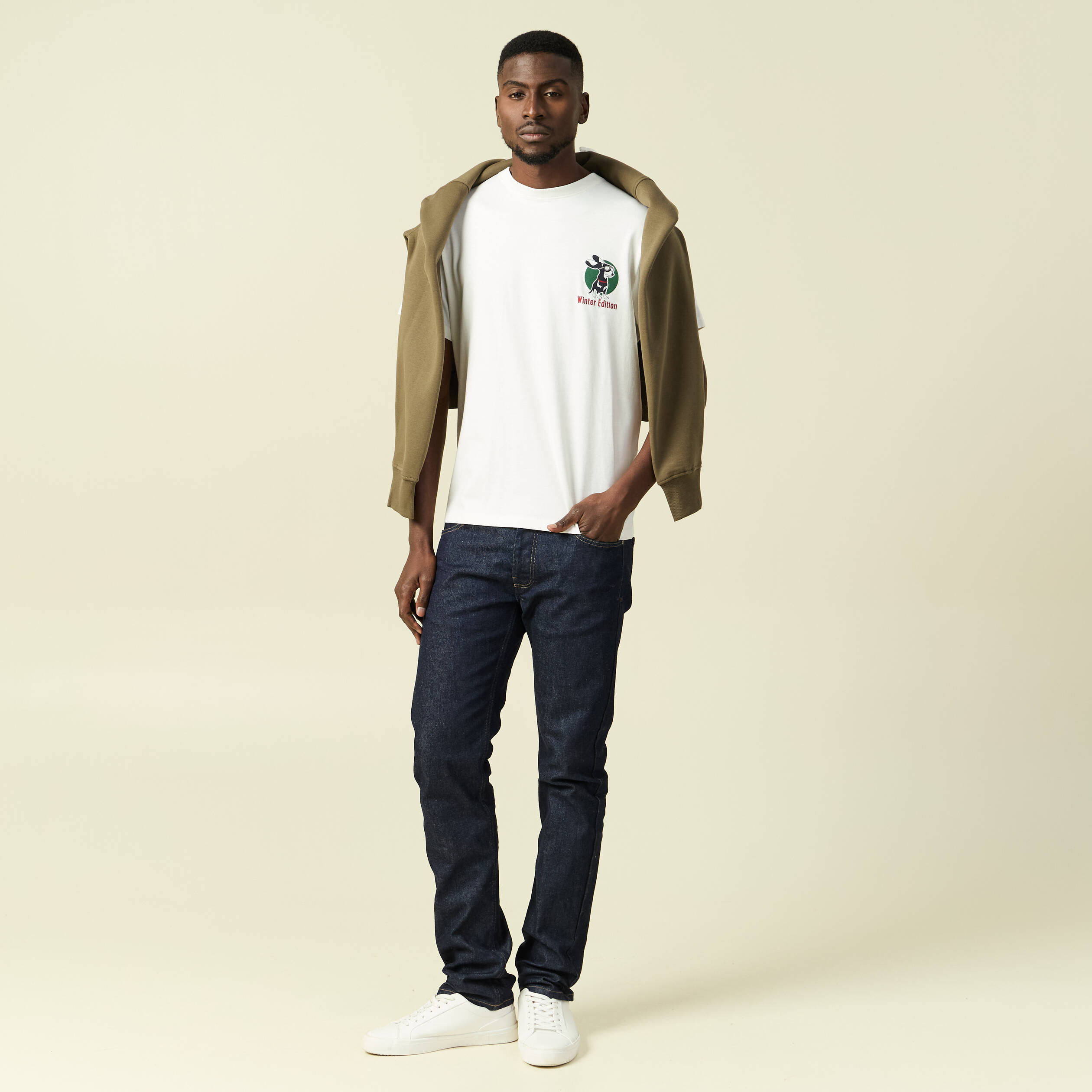 T-shirt manches courtes en coton no&euml;l ecru homme