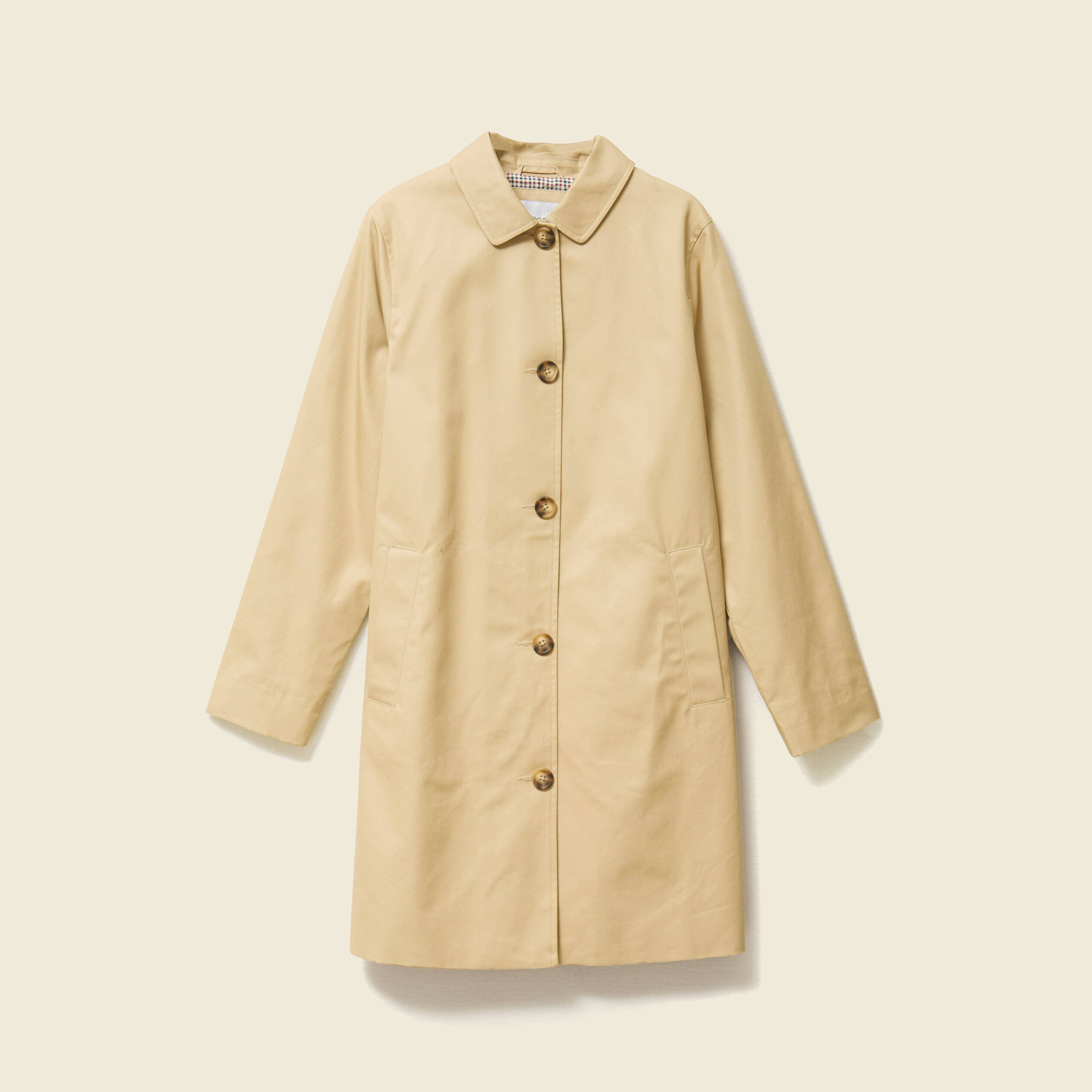 Trench long enduit beige femme