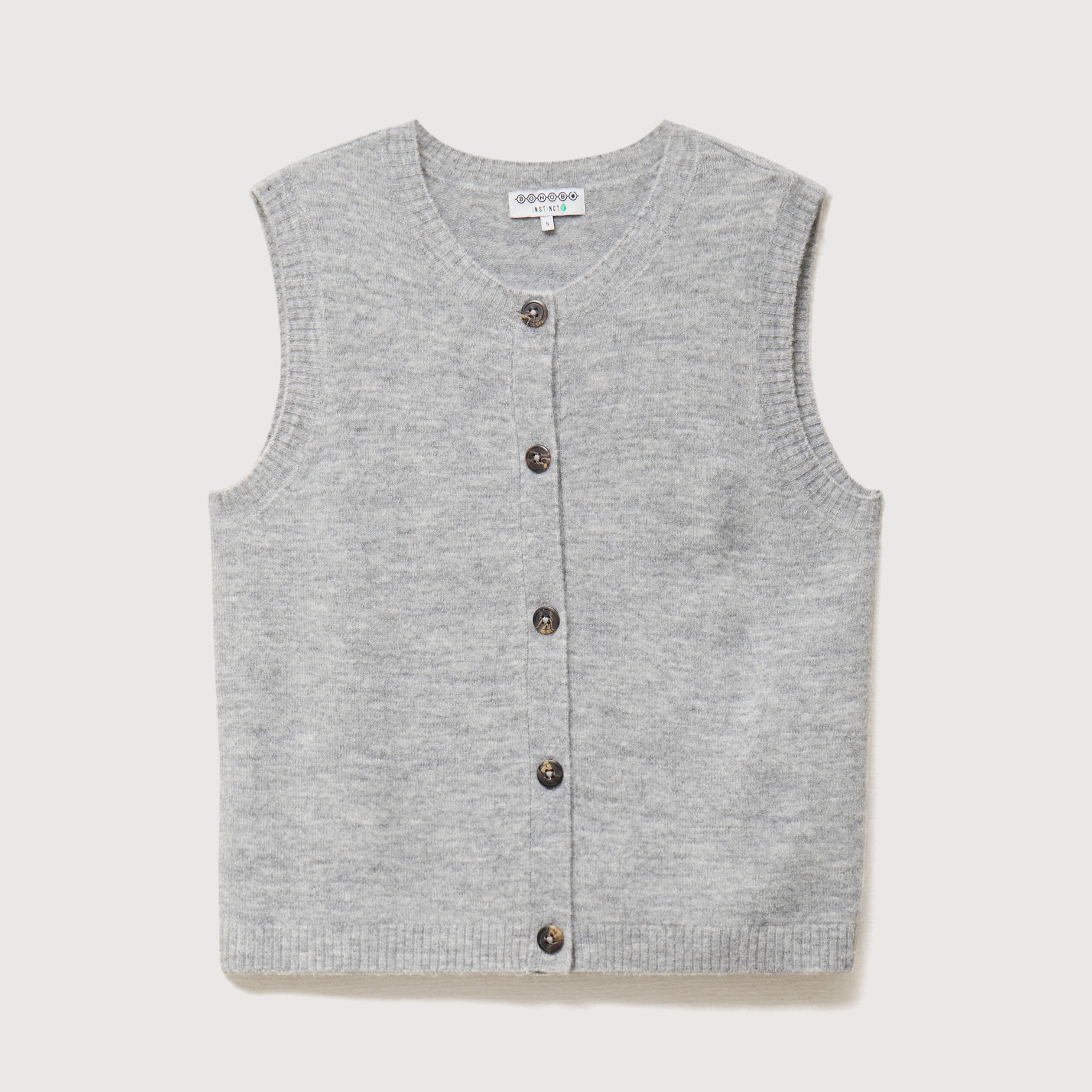 Pull droit court sans manches col rond gris femme
