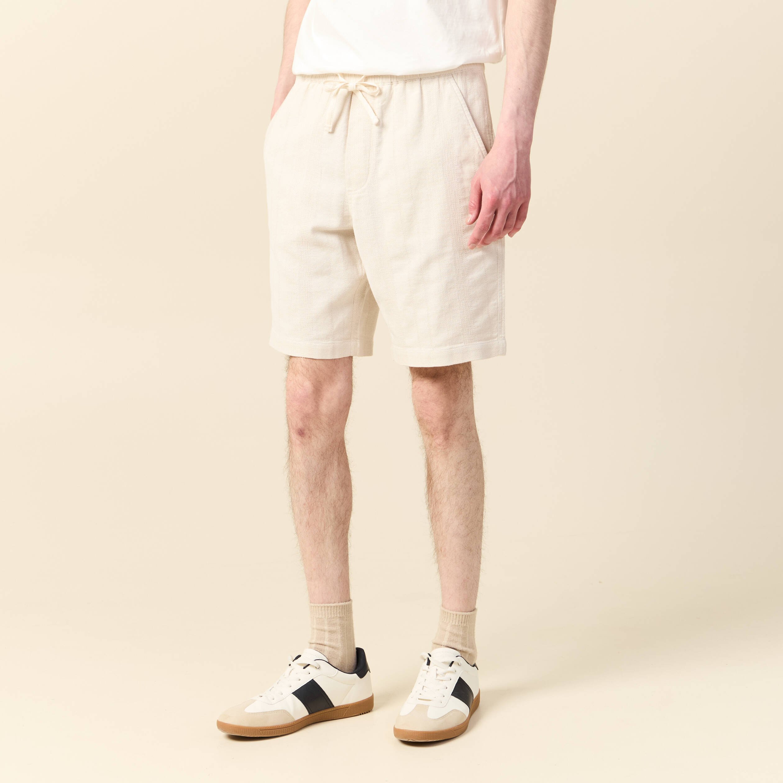 bermuda droit a coulisse ecru homme Bermuda droit à coulisse ecru homme