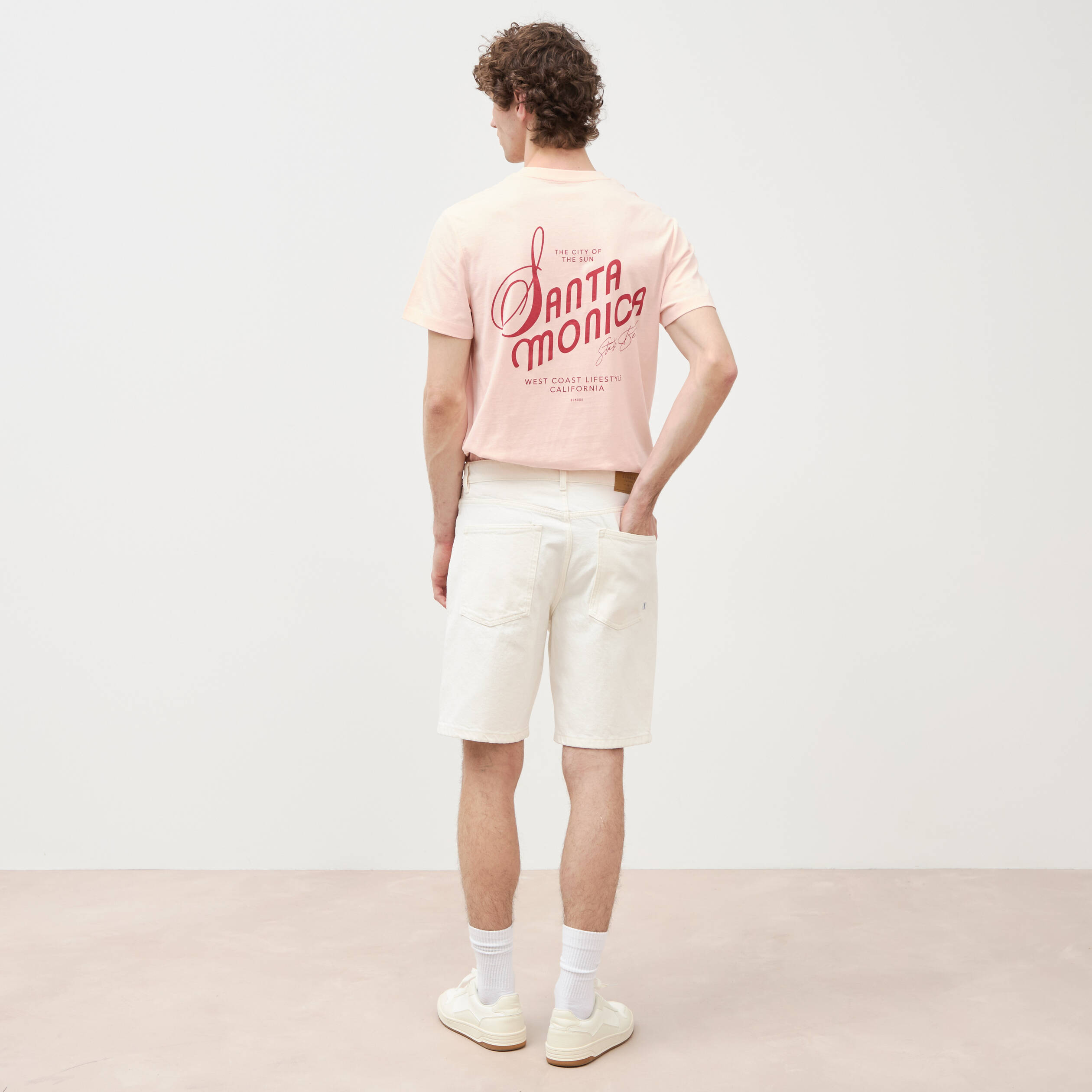 Bermuda en jean coton denim blanc homme