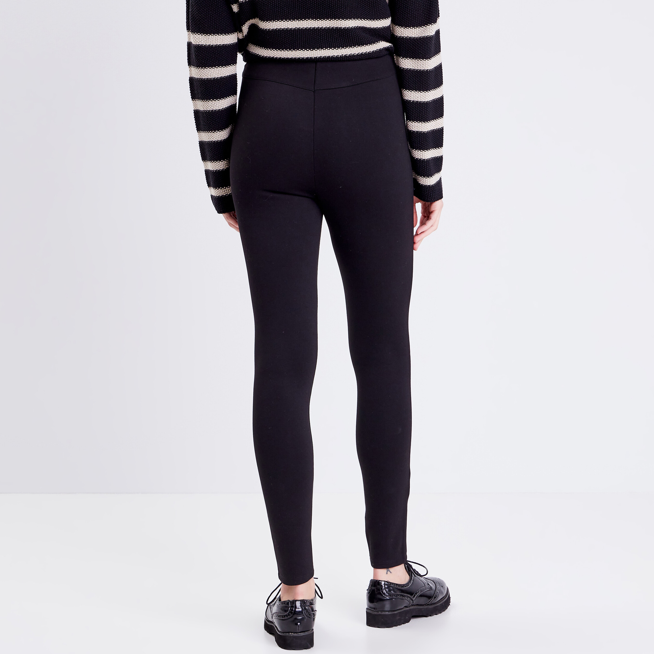 Pantalon jegging taille haute noir femme