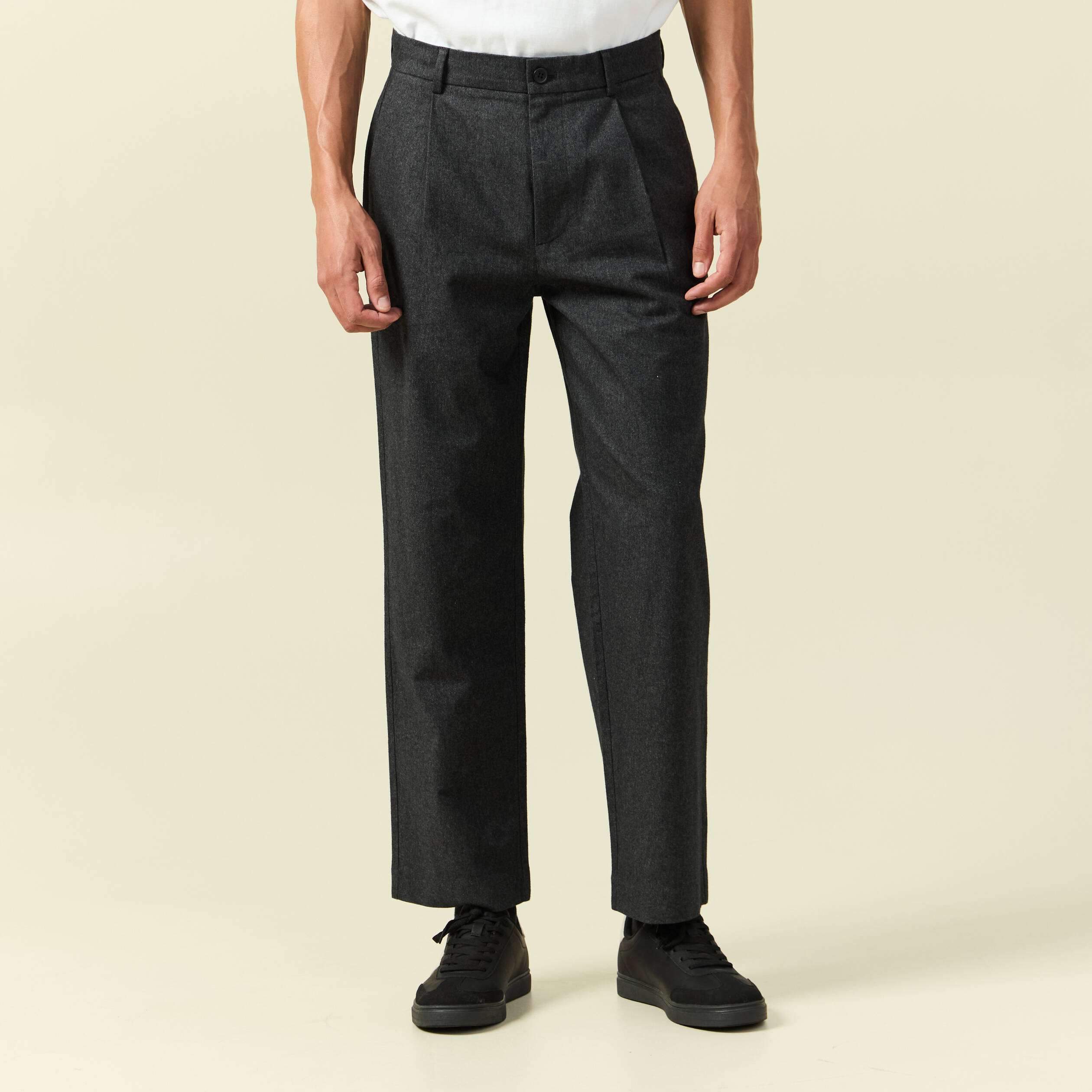 Pantalon chino large longueur 32 gris fonc&eacute; homme