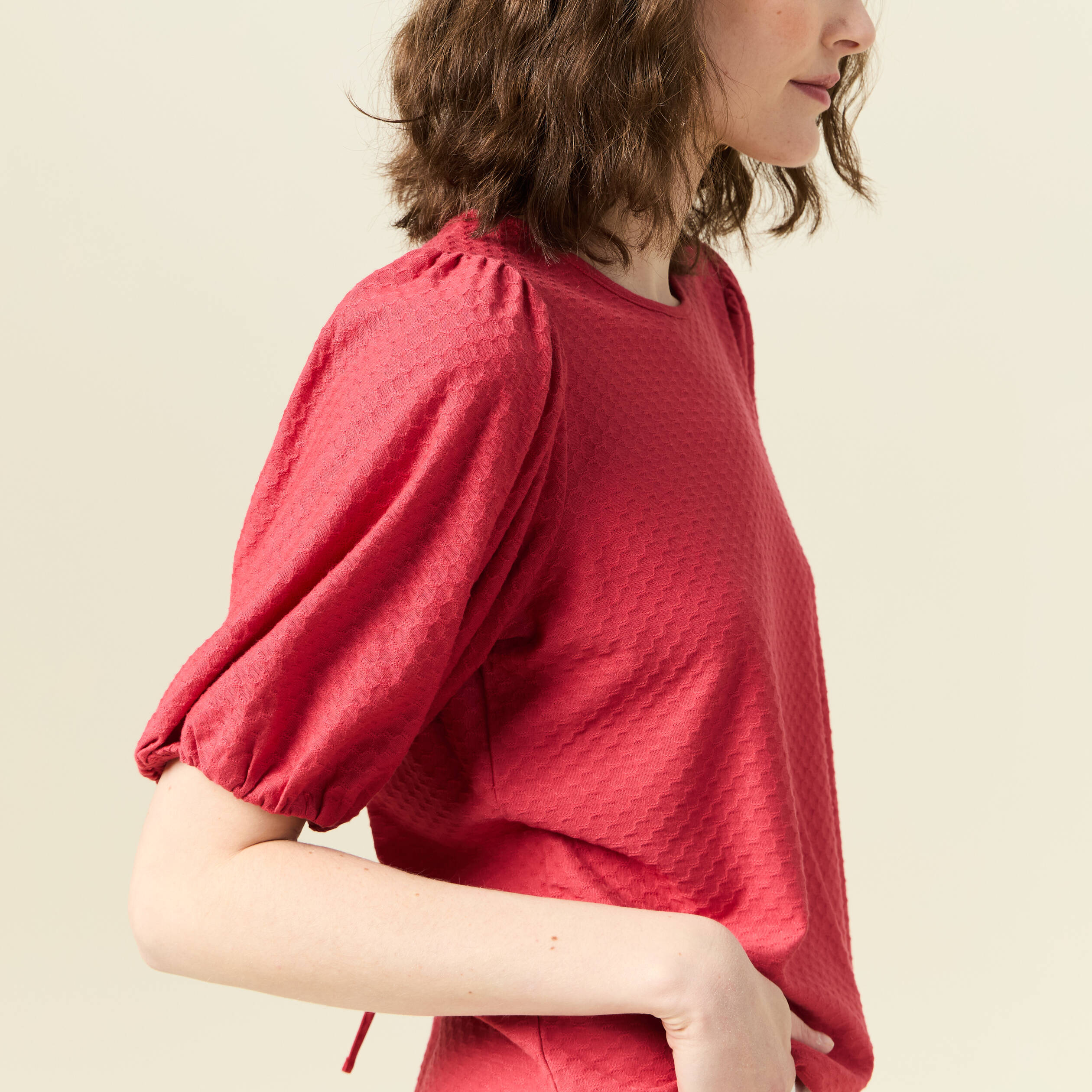 t shirt manches courtes rouge fonce femme T-shirt manches courtes rouge foncé femme