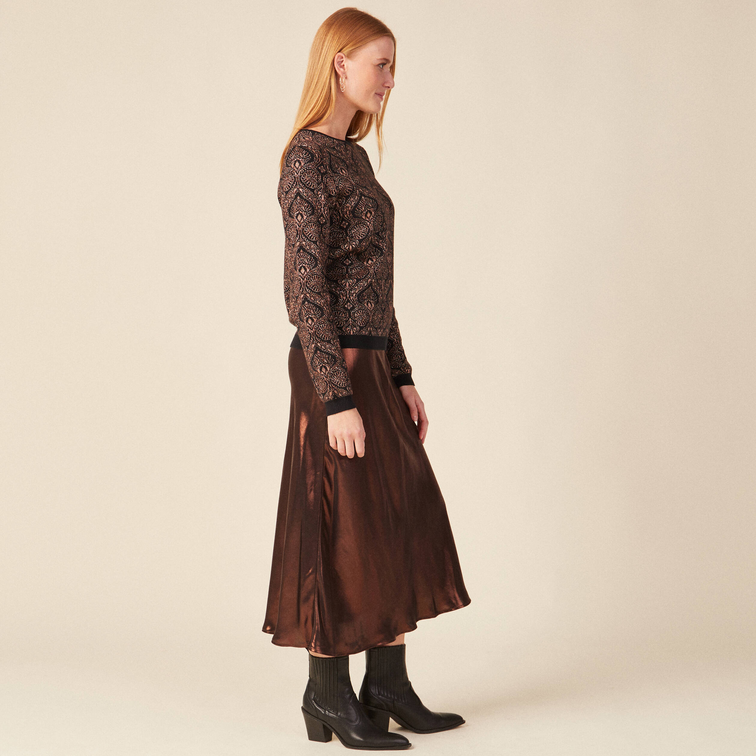Pull manches longues rouge foncé femme