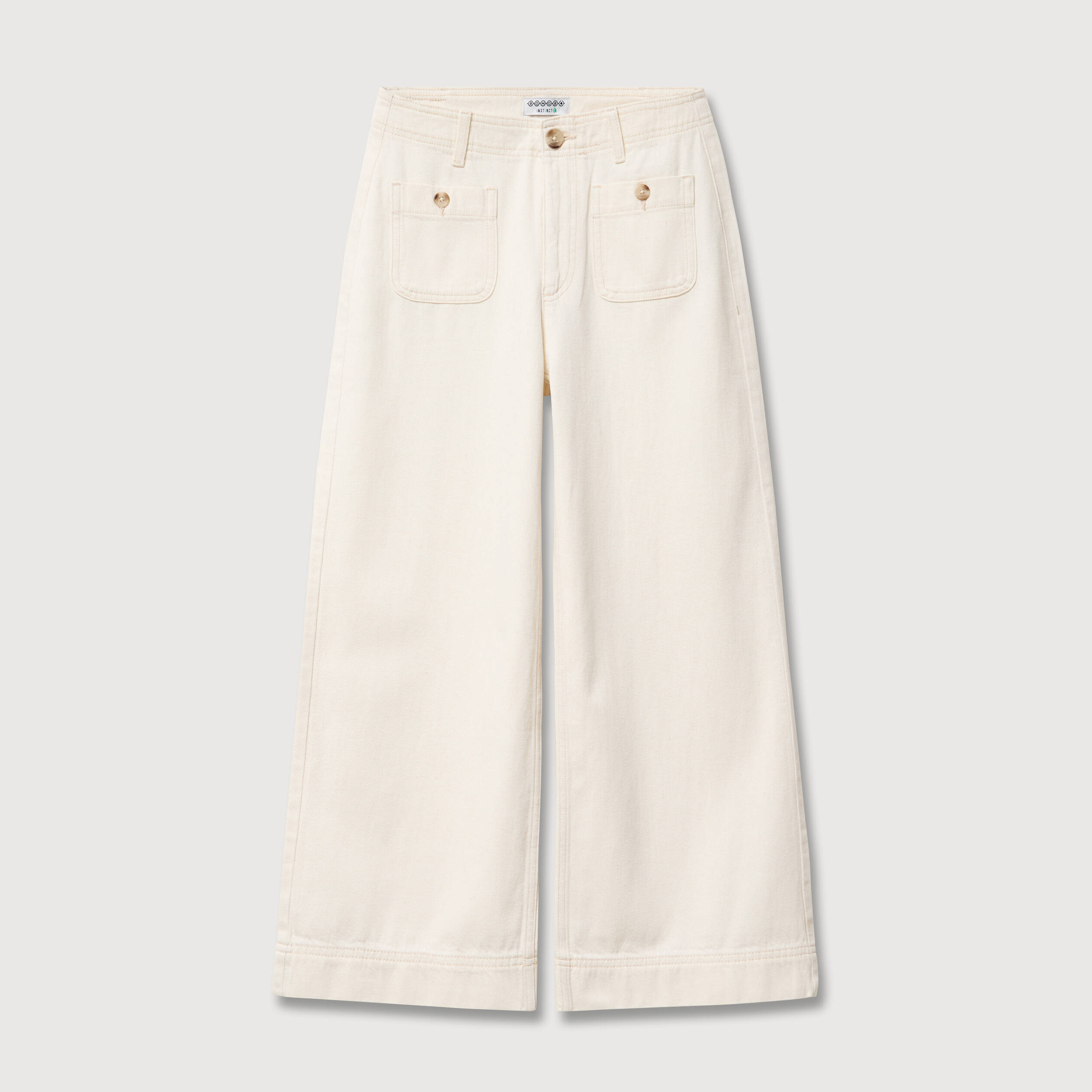 Jeans loose cropped taille standard ecru femme