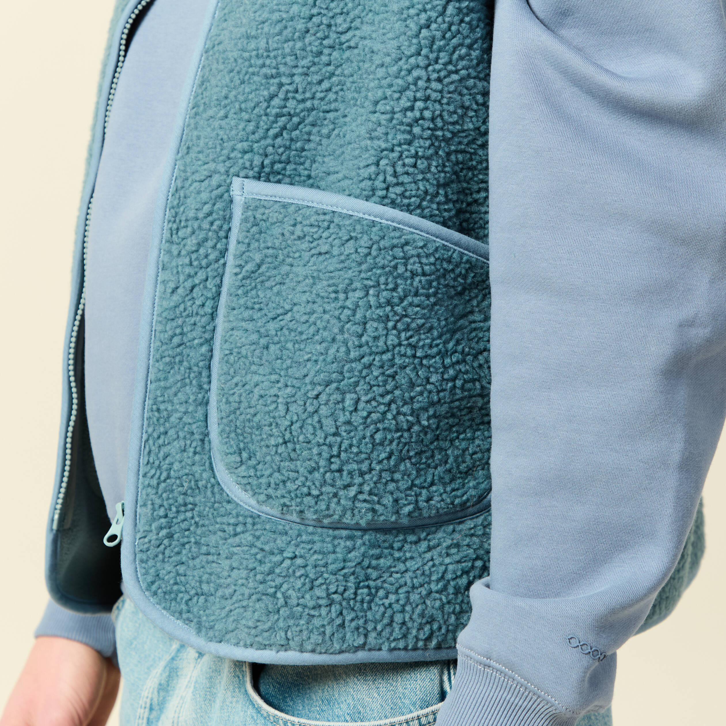 Sweat sans manches effet polaire bleu gris homme