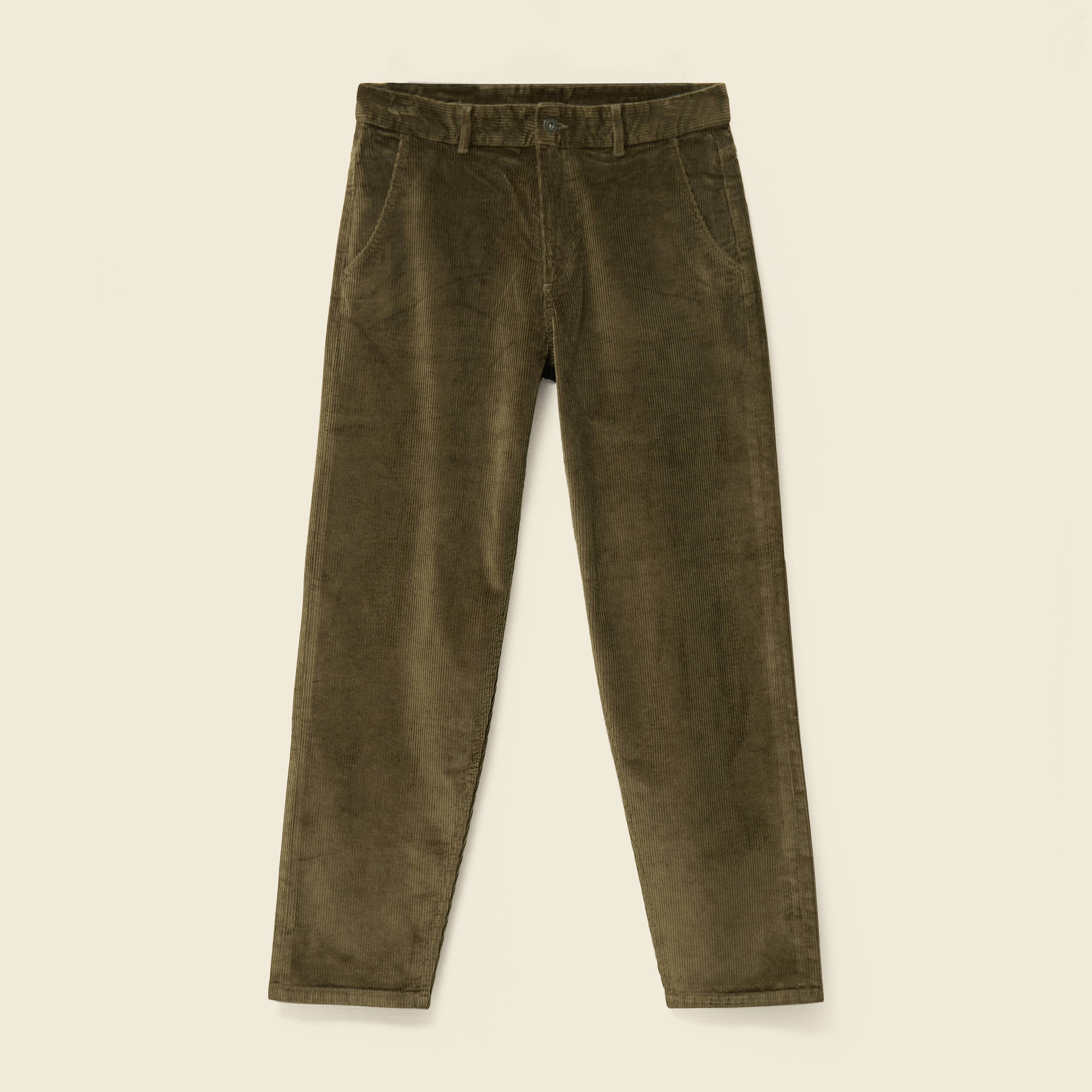 Pantalon droit en velours longueur 32 taupe homme