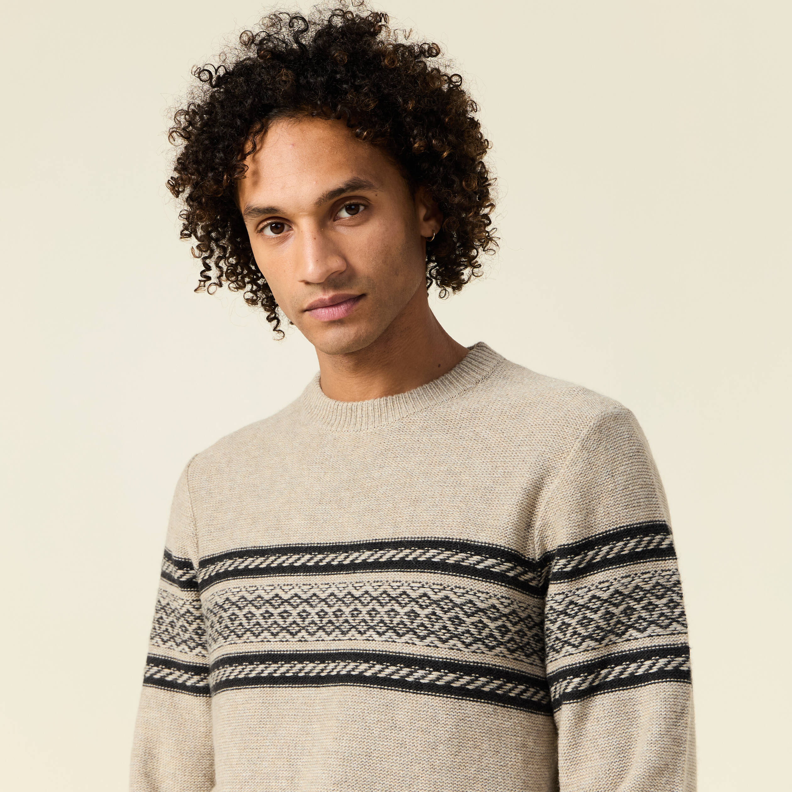 Pull manches longues beige homme