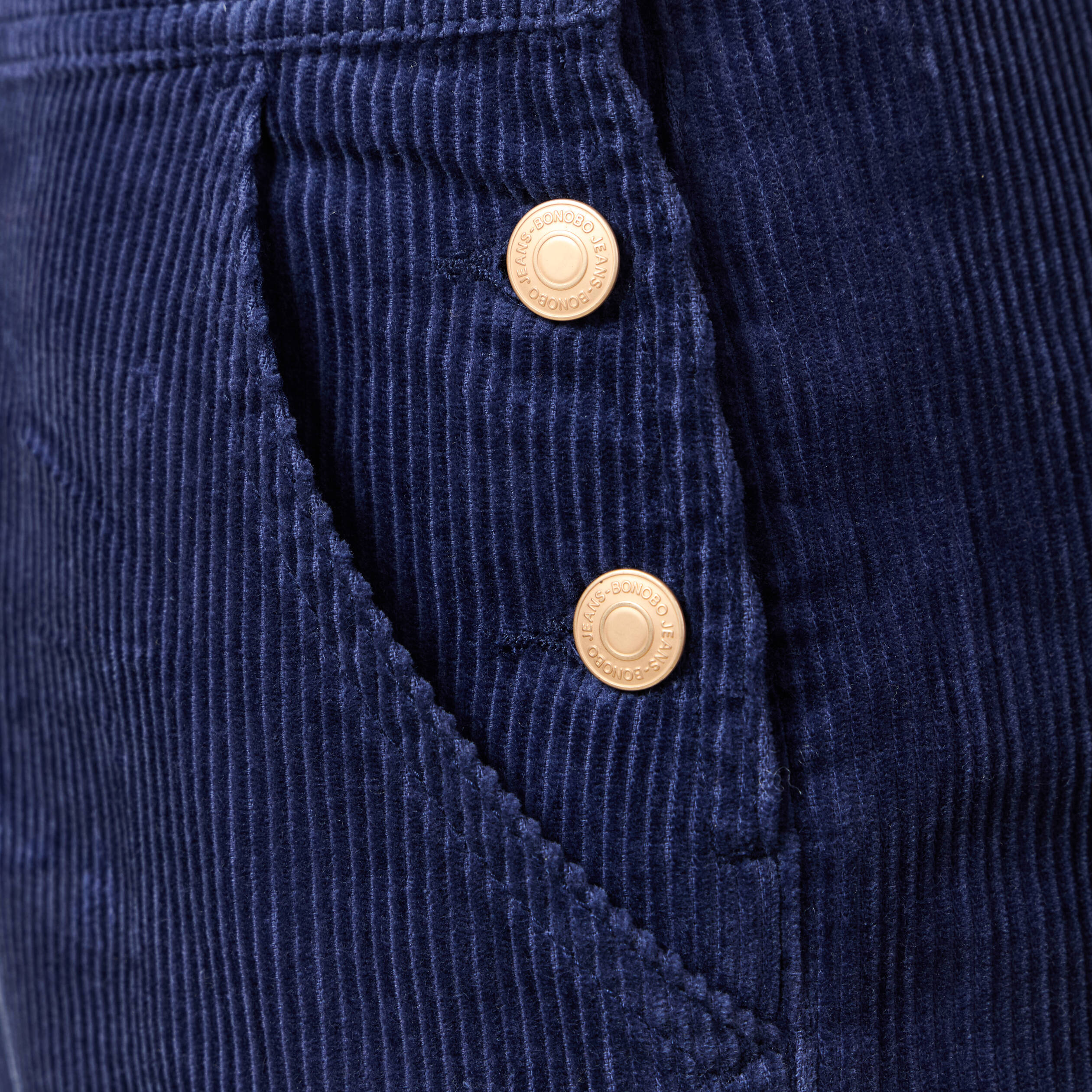 Combinaison salopette en velours c&ocirc;tel&eacute; bleu marine femme