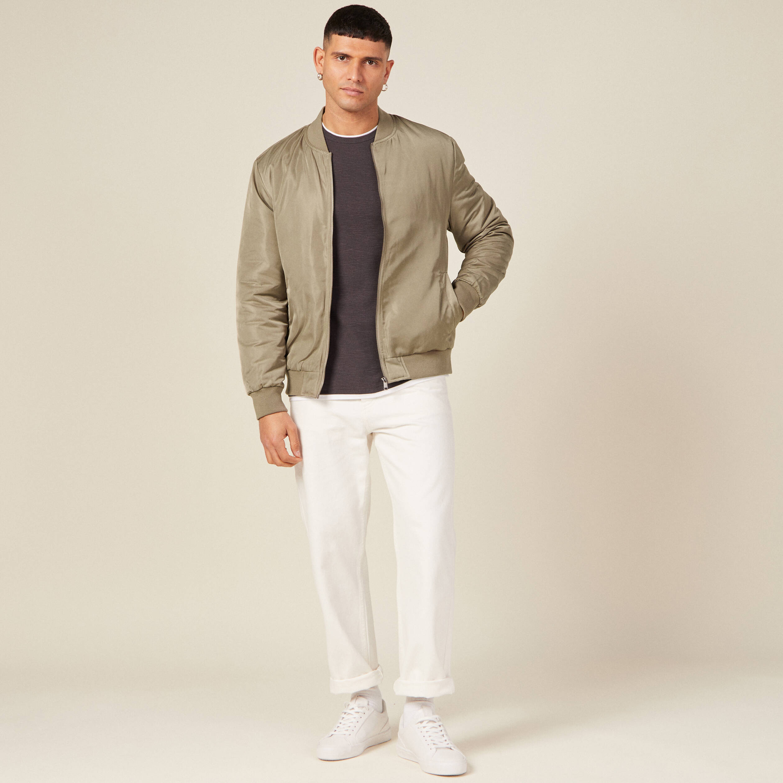 blouson bomber eco responsable taupe homme Blouson bomber éco-responsable taupe homme