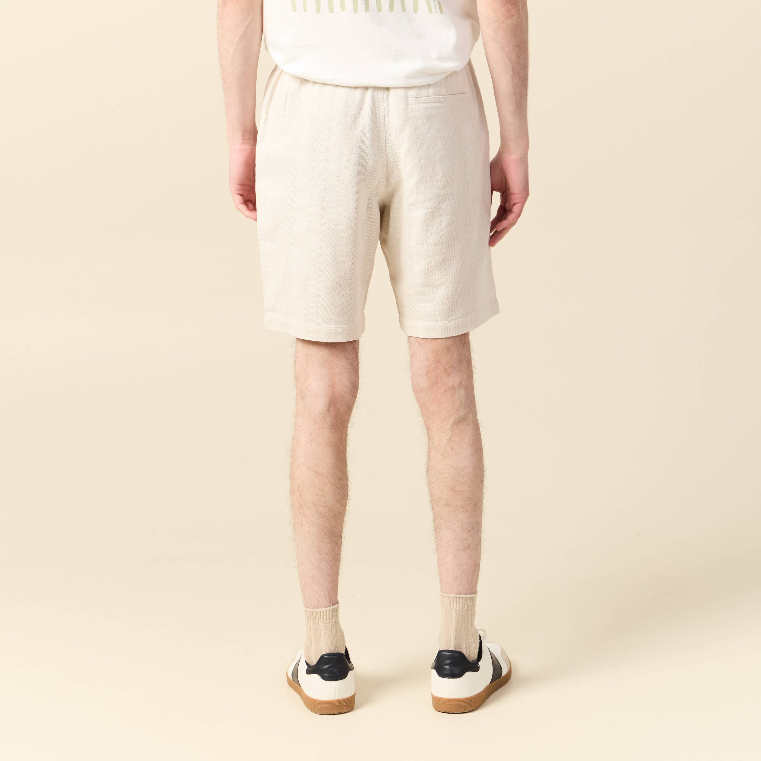 bermuda droit a coulisse ecru homme Bermuda droit à coulisse ecru homme