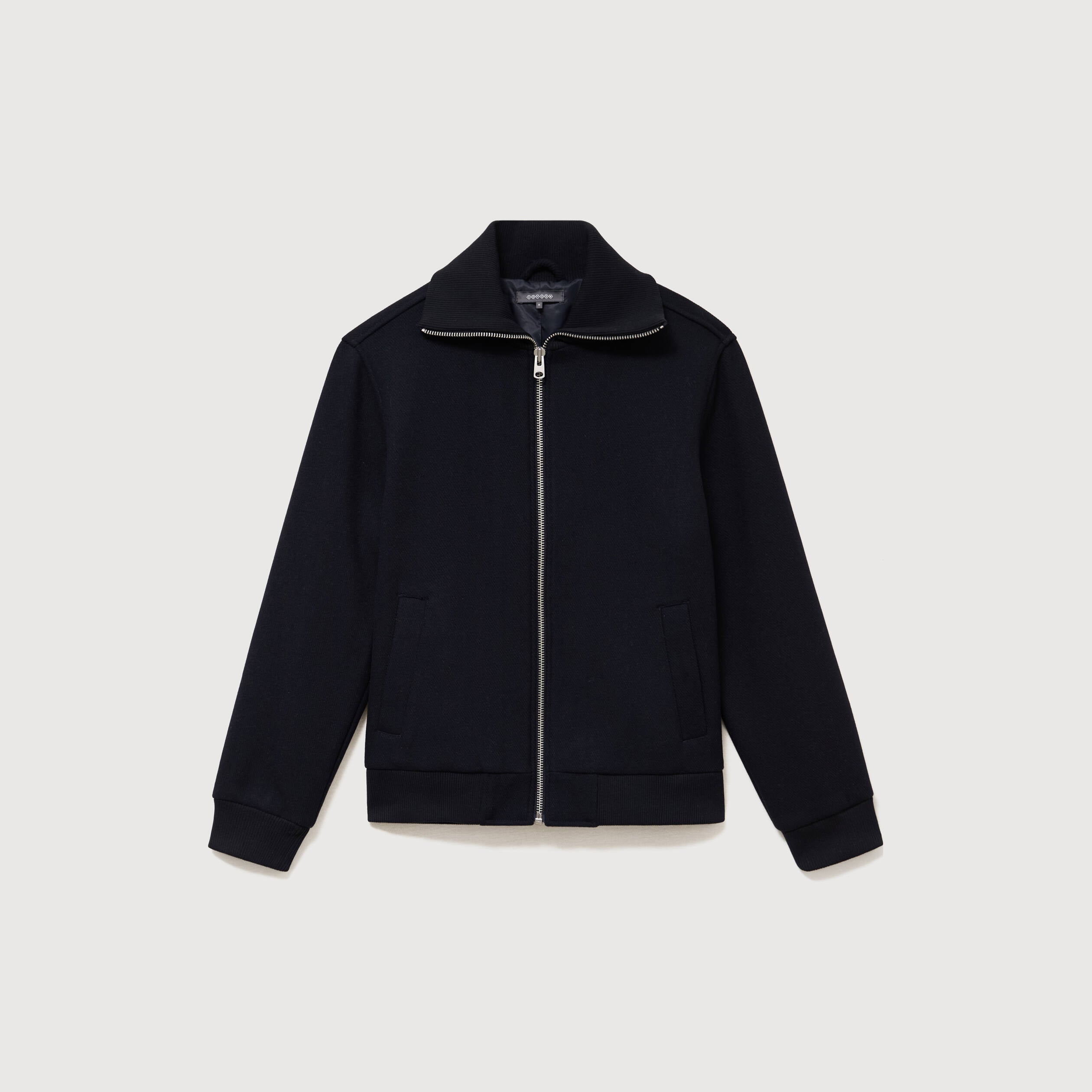 Blouson col camionneur manches longues bleu marine homme