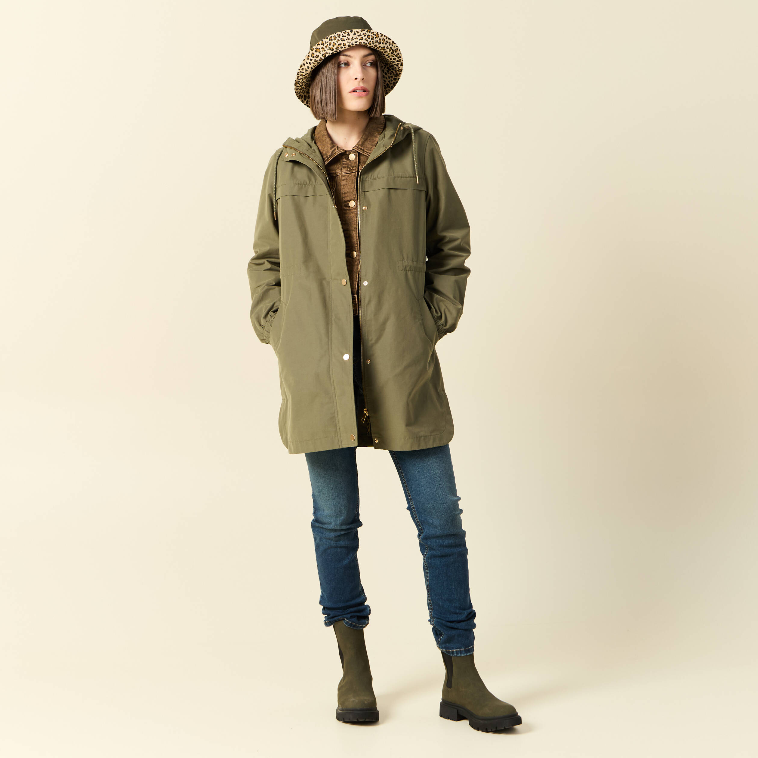parka longue a capuche vert kaki femme Parka longue à capuche vert kaki femme