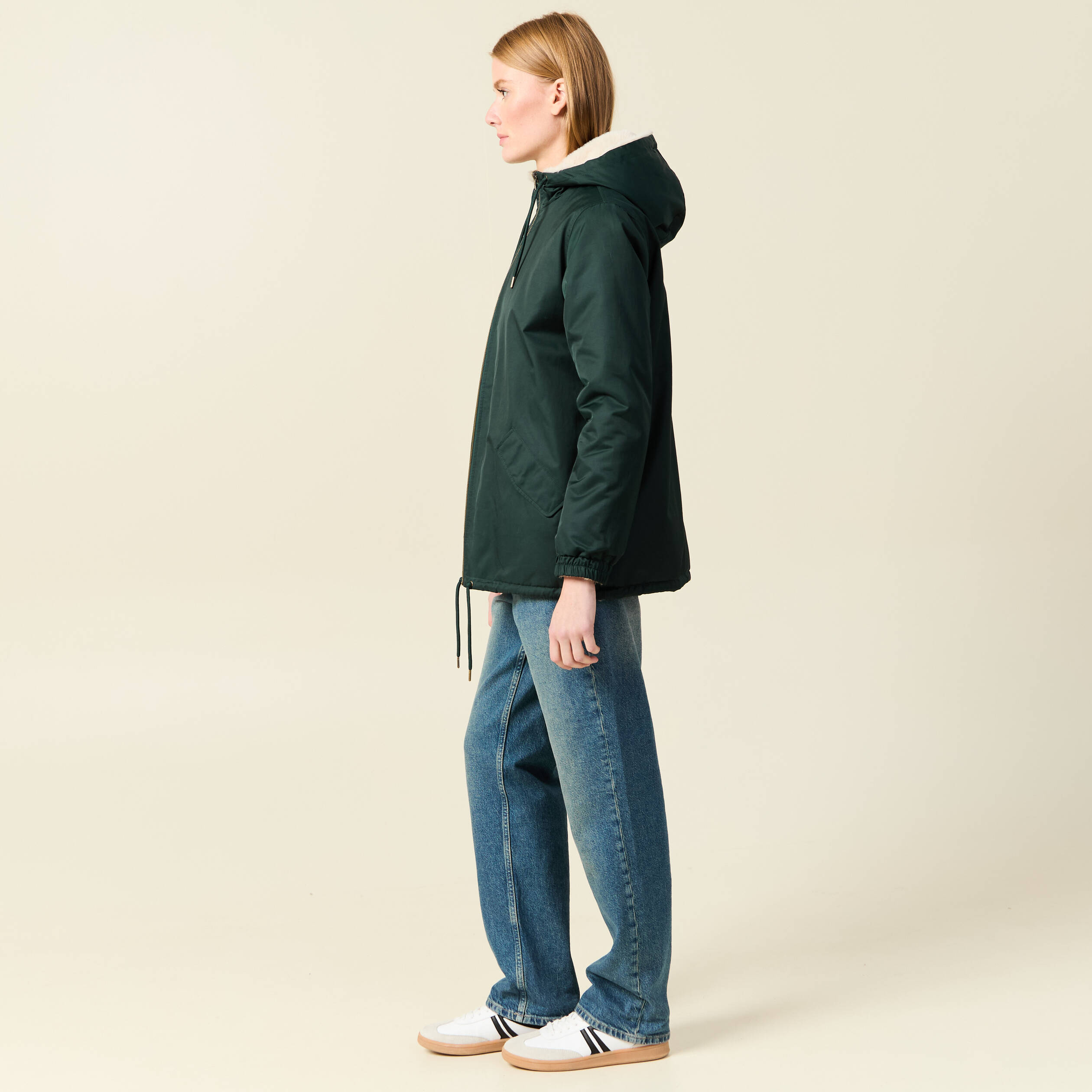 Parka r&eacute;versible vert femme