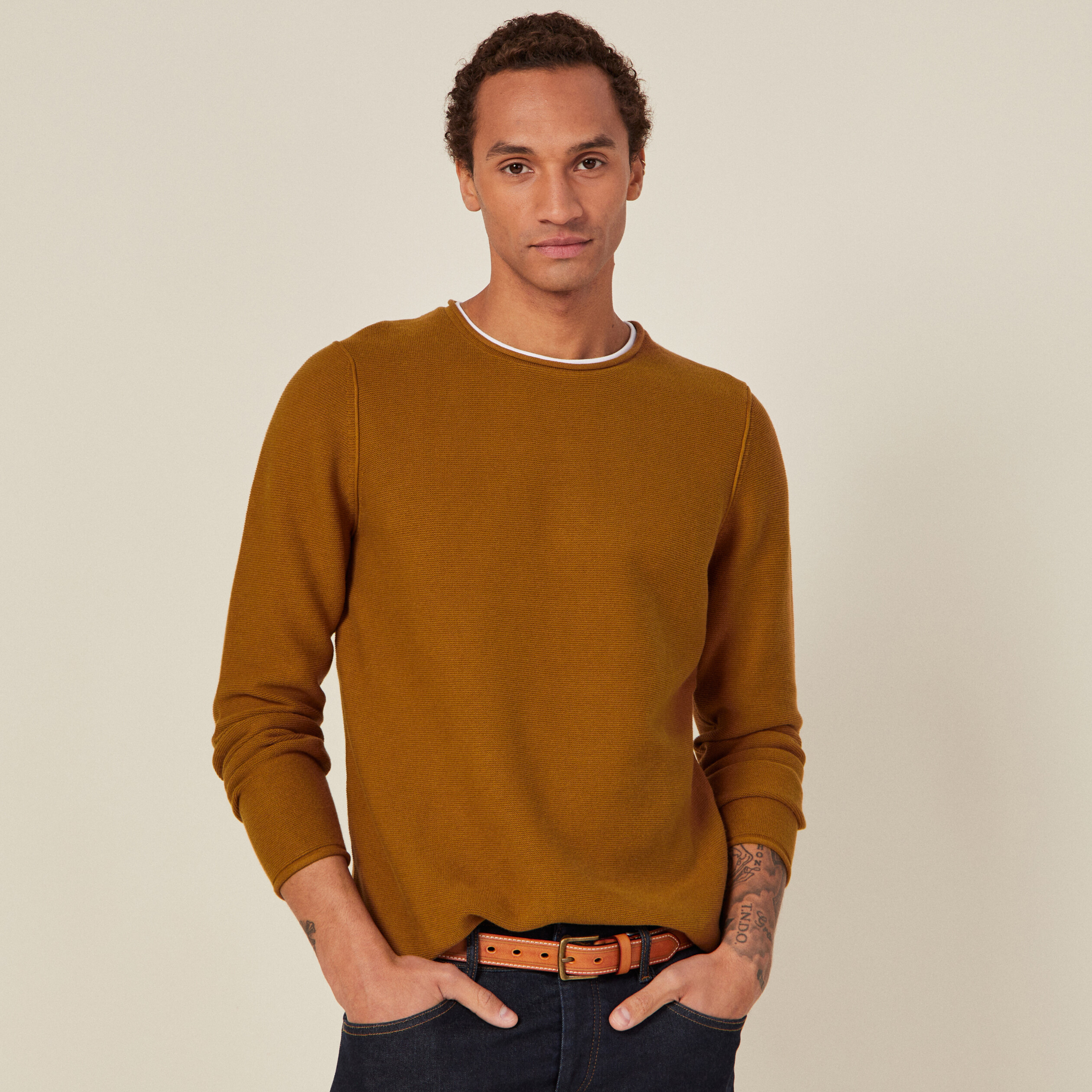 pull manches longues marron homme Pull manches longues marron homme