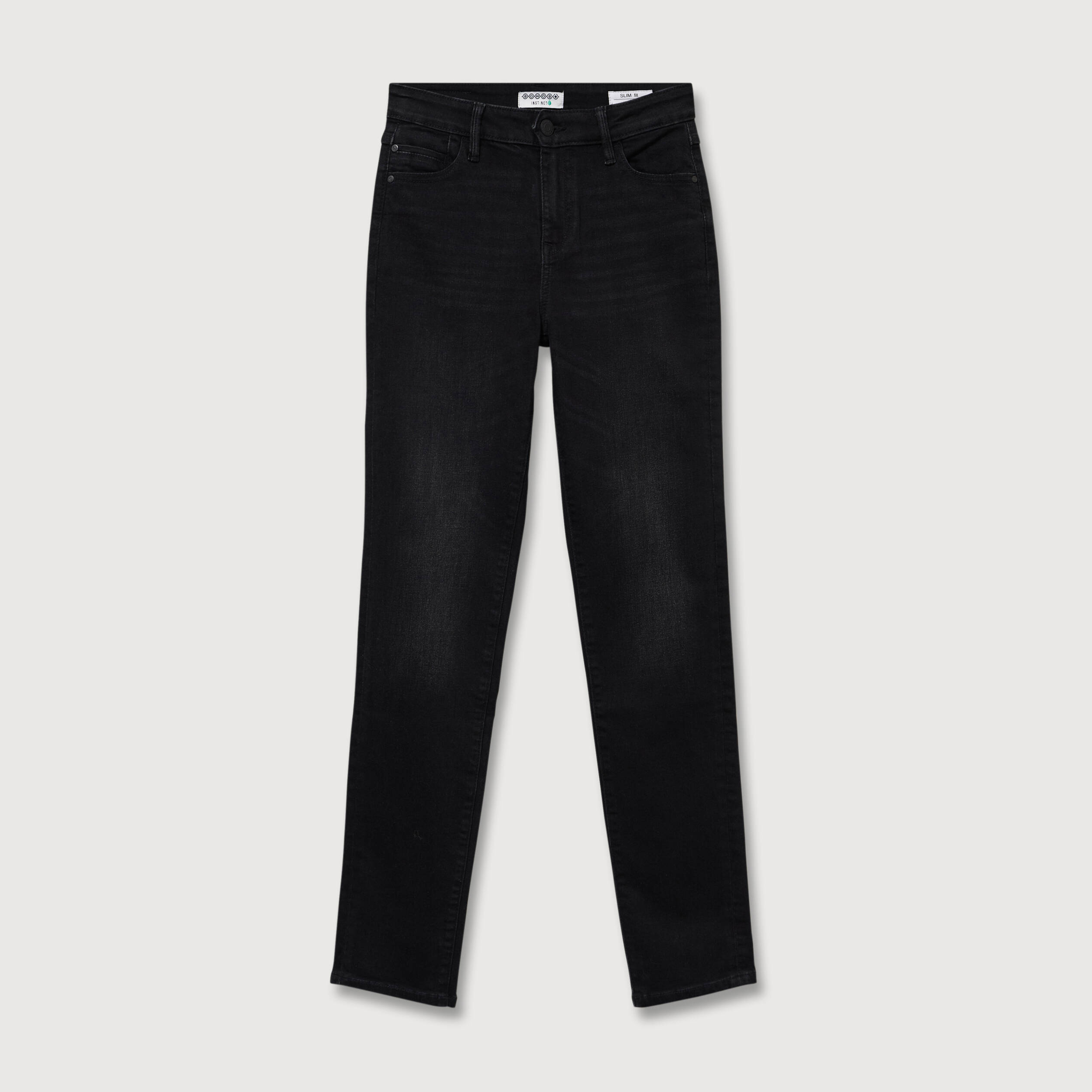 Jeans slim taille haute denim noir femme