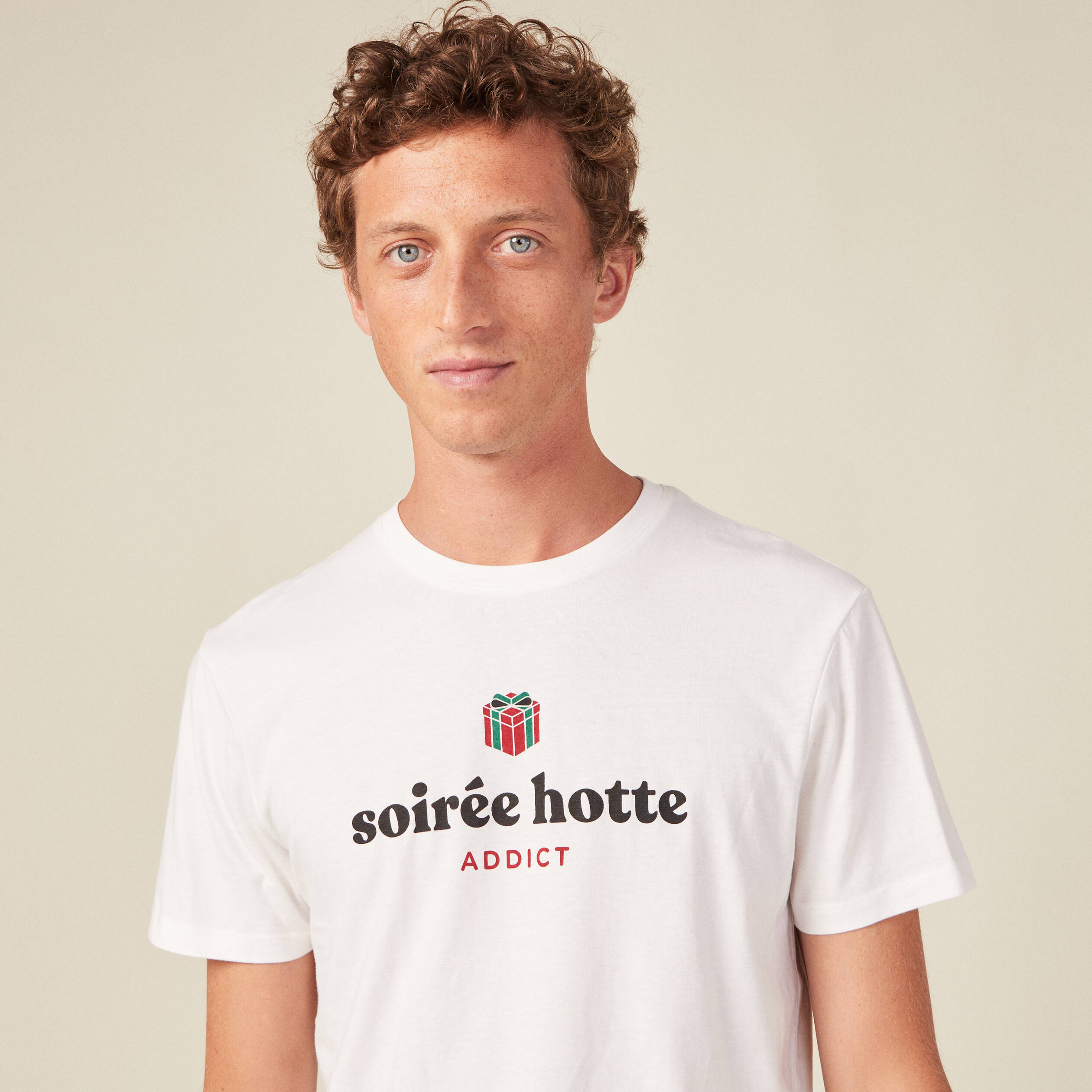 T-shirt manches courtes ecru homme