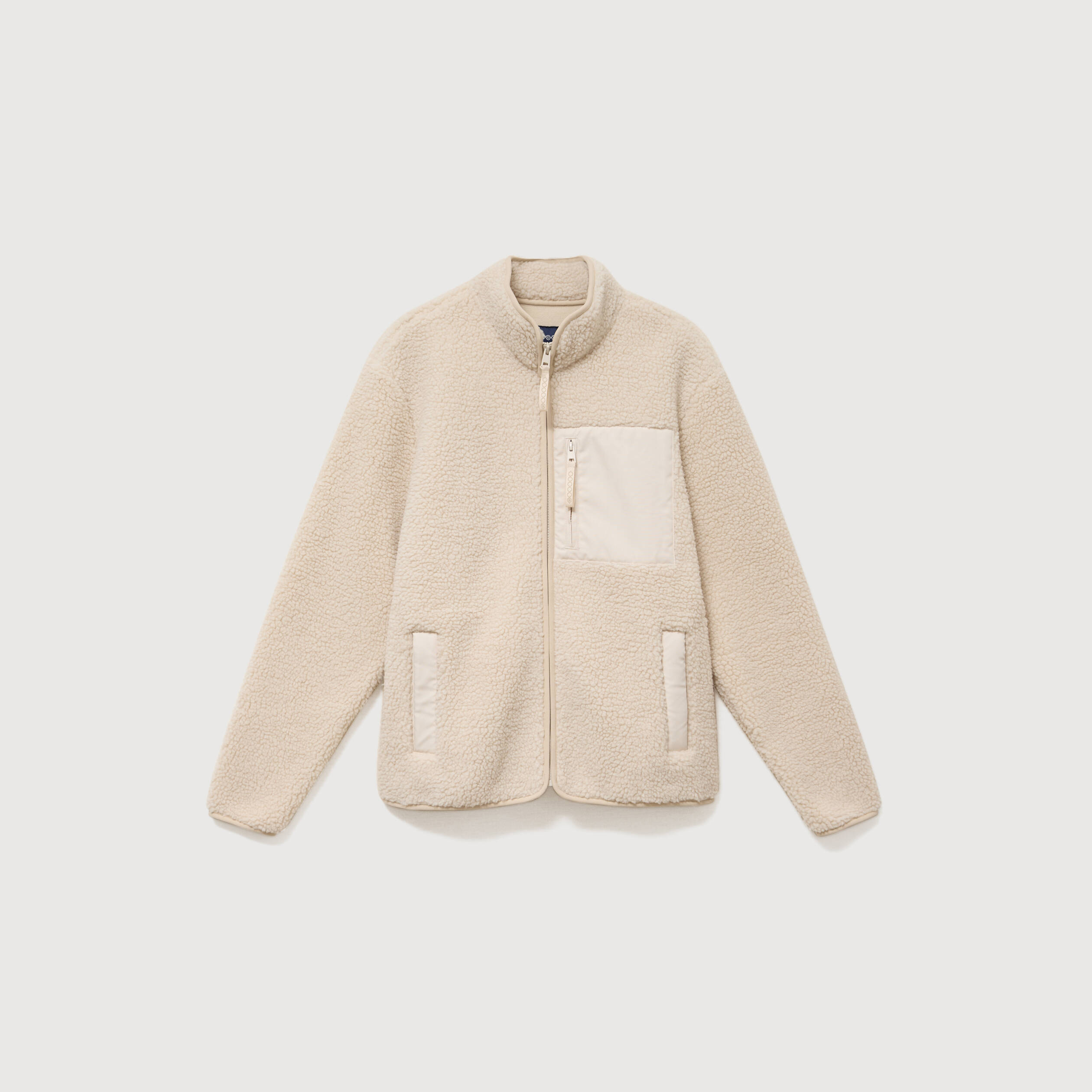 Veste droite sherpa col montant sable homme